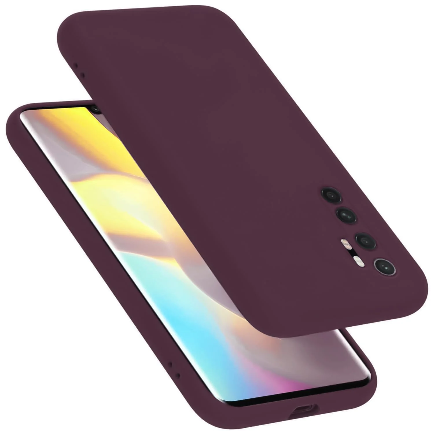 DL3 Mobilak Soft Silicone Protective Case for Xiaomi Mi Note 10 Lite with Microfiber Lining and Shockproof Design - Wine Red