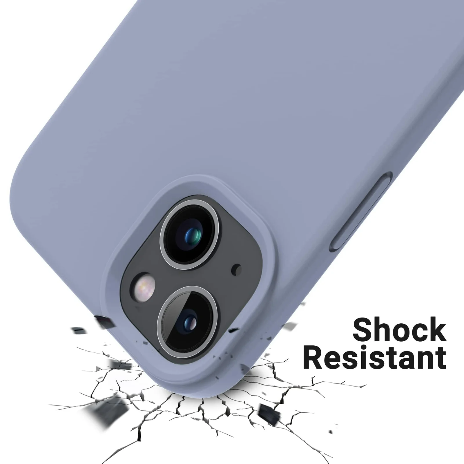 DL3 Mobilak Liquid Silicone Case for iPhone 13 / iPhone 14 (6.1 Inch), Shock-absorbing protection, Scratch-resistant surface, Soft microfiber lining - A.Lavender Blue