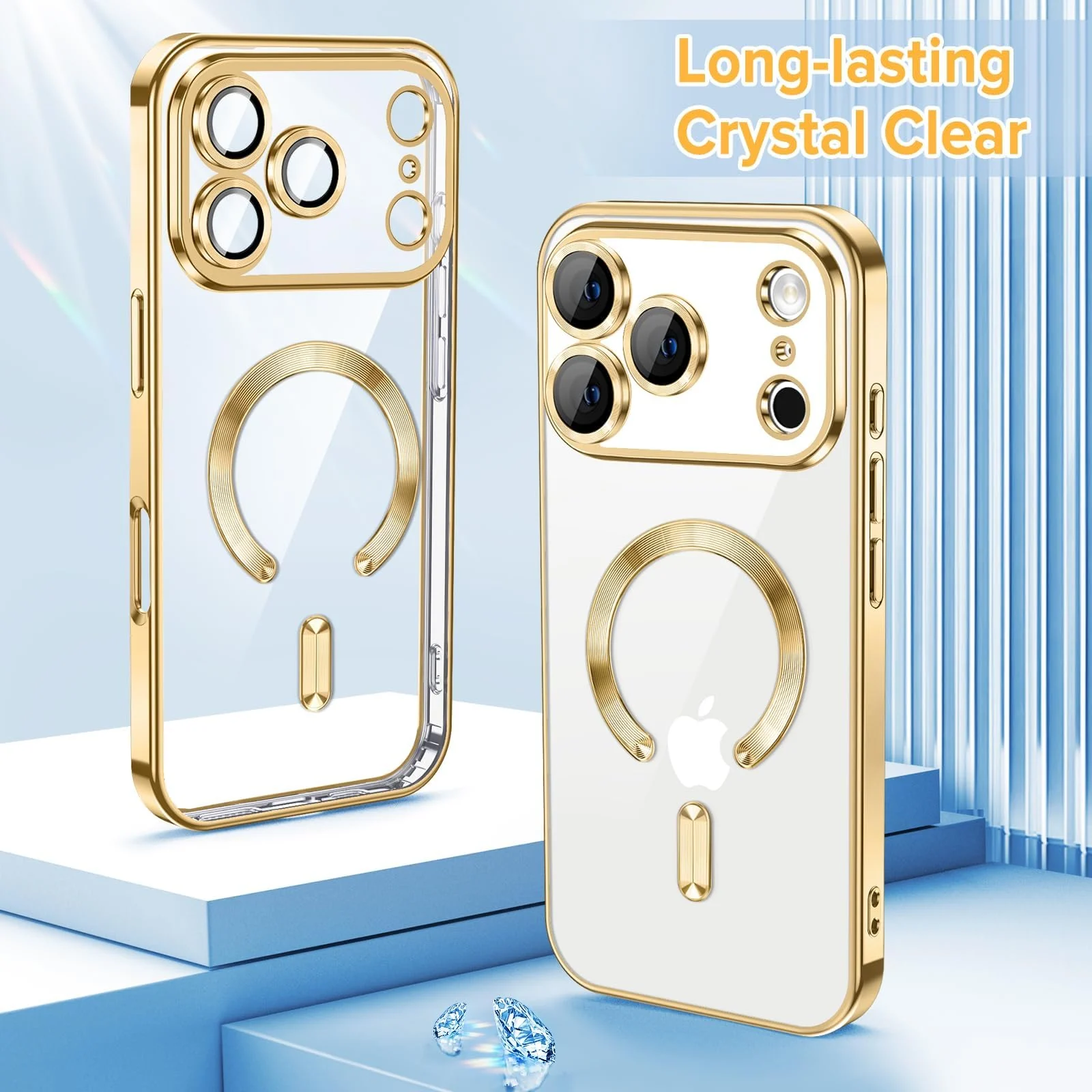 DL3 Mobilak Plated-Edge Protective Case for iPhone 17 Pro Max, Compatible with MagSafe accessories, Supports wireless charging, Camera protection - Gold