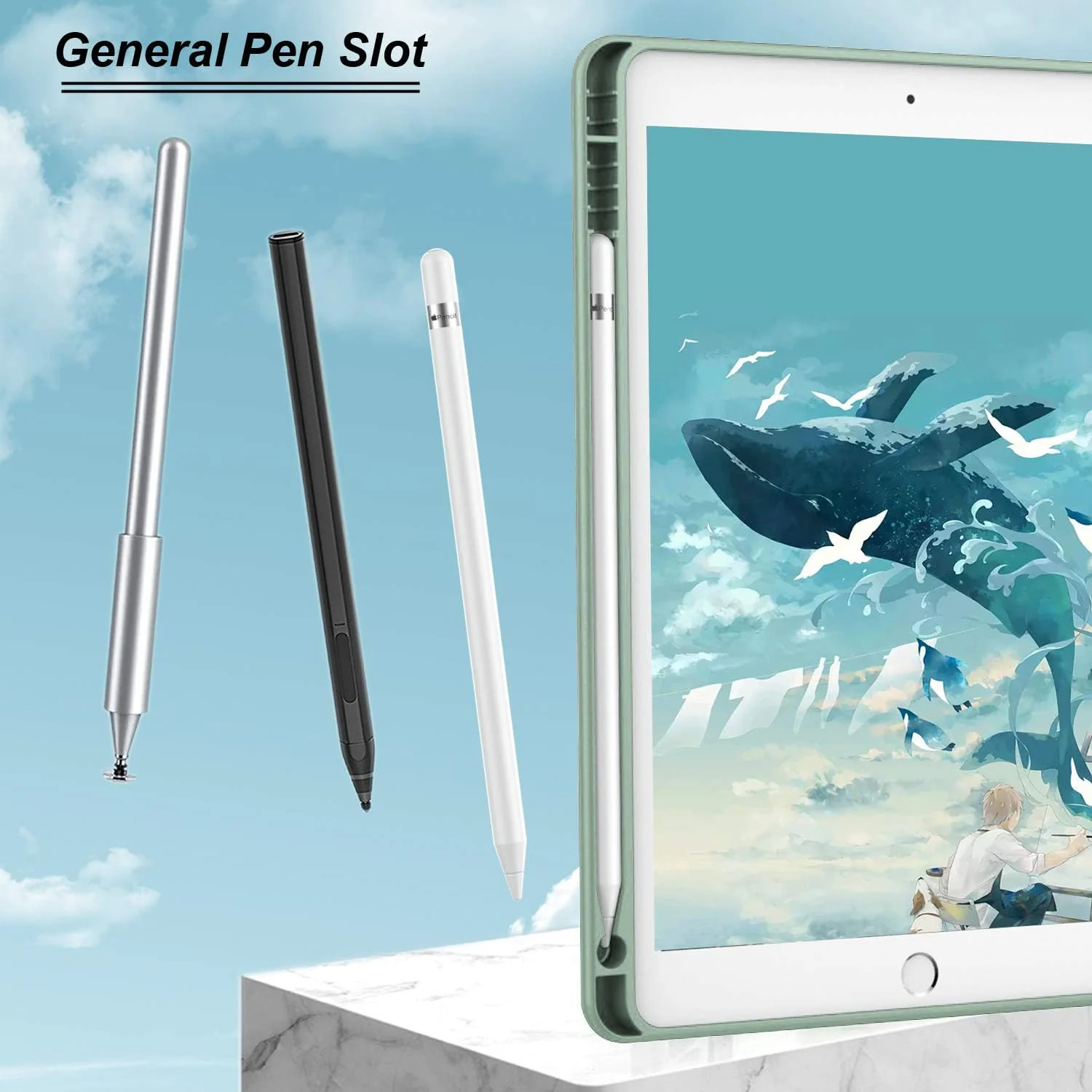 DL3 Mobilak Smart Case for Samsung Galaxy Tab A8 10.5 Inch 2021(-X200/-X205/-X207) with Pencil Holder, Soft TPU Smart Stand Back Cover Auto Wake/Sleep Feature - Mint Green
