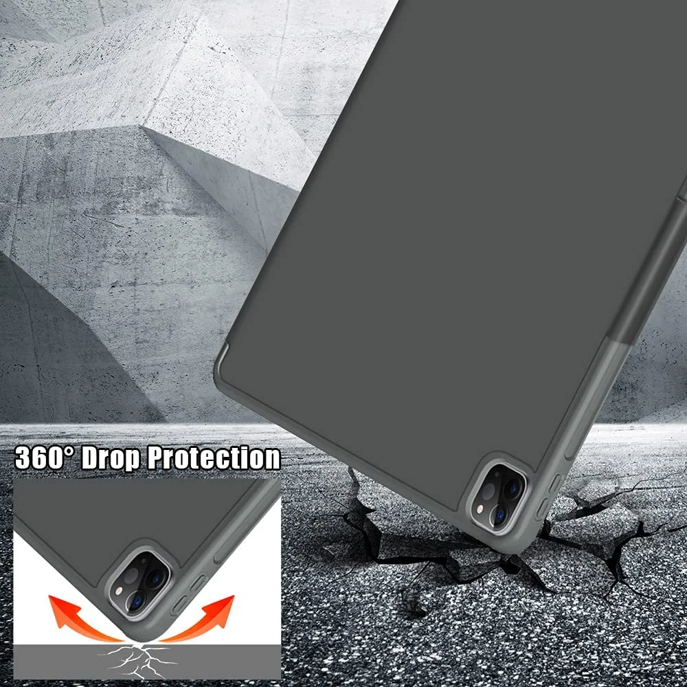 DL3 Mobilak Compatible with iPad Pro 11 Inch Case 2022(4th Gen)/2021(3rd Gen)/2020(2nd Gen) Case, Smart Stand, Pencil Holder, Shockproof Slim Lightweight Leather Cover, Modern Abstract Design - Grey
