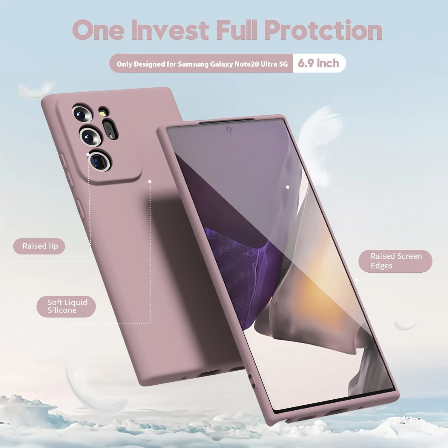 DL3 Mobilak Soft Silicone Protective Case for Samsung Galaxy Note 20 Ultra with Microfiber Lining and Shockproof Design - Cashmere
