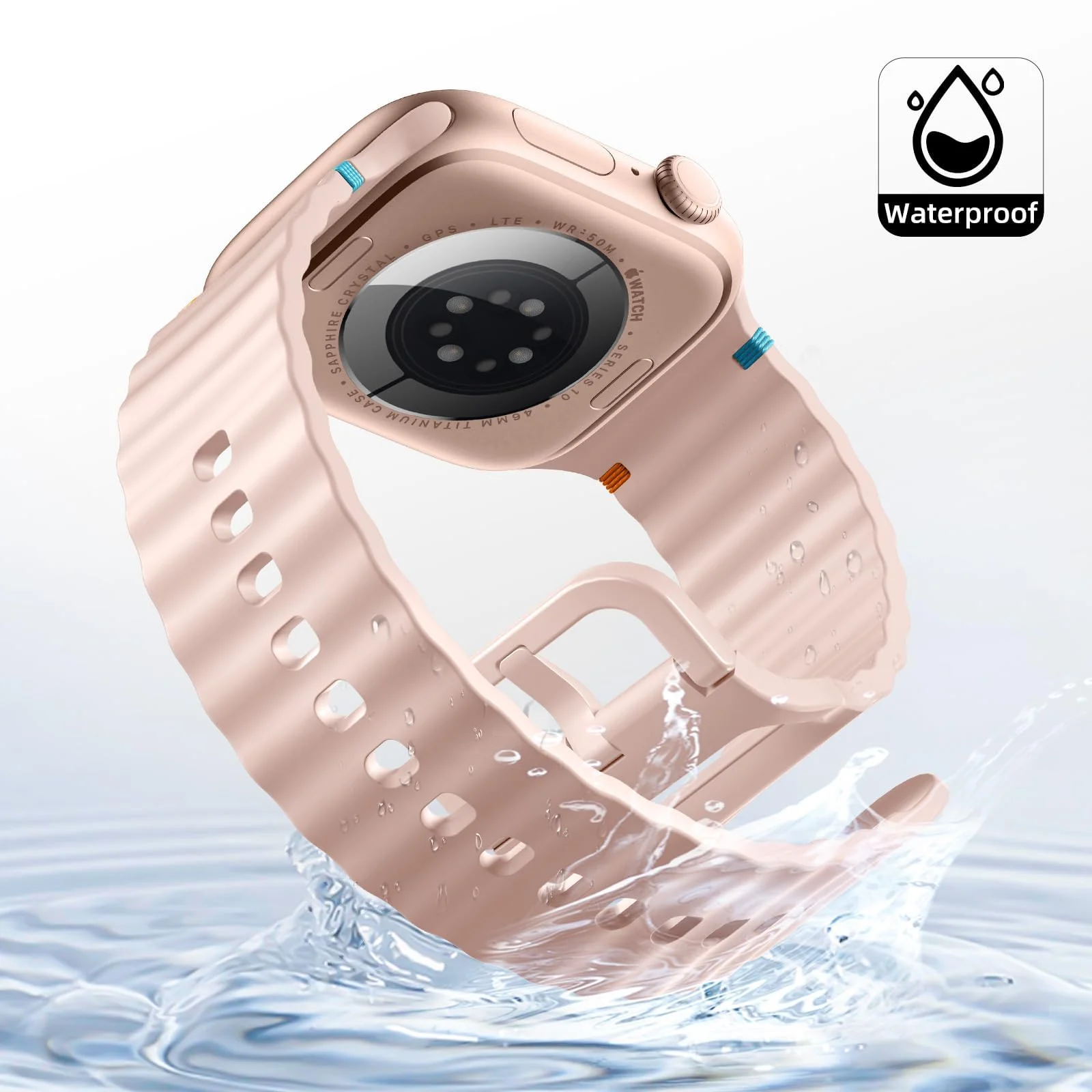 DL3 Mobilak Silicone Wave Stitching Wristband for Huawei Watch Fit 3/Watch Fit 4 Pro/Fit 4 Strap, Watchbands Breathable Sport Bands Armband Quick Release Strap Adjustable Bracelet - Gray