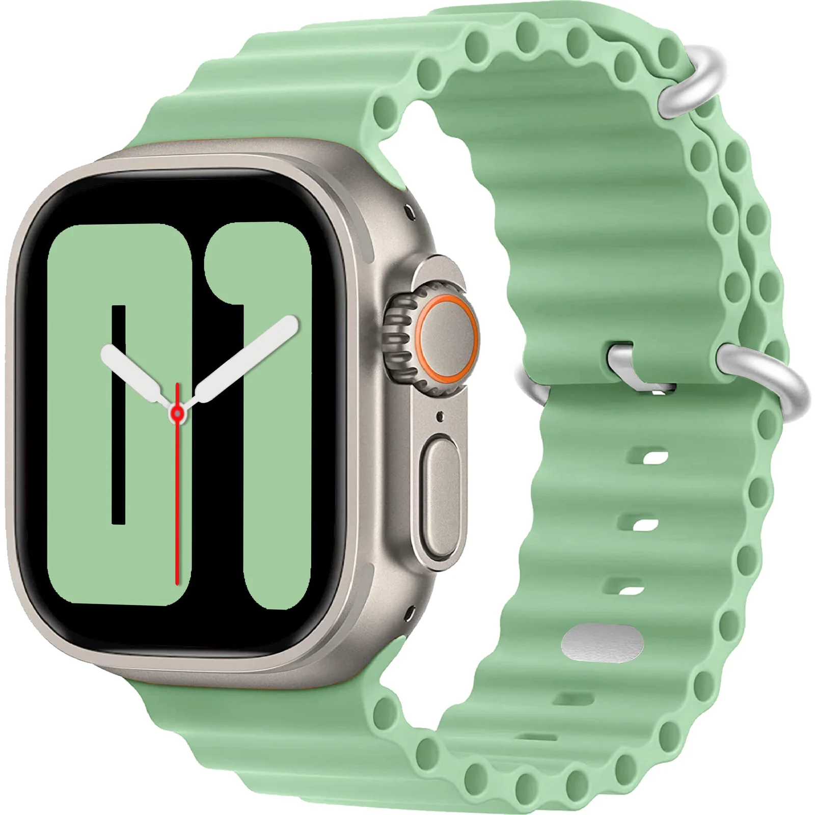 42MM/44MM/45MM/49MM — DL3 Mobilak Ocean Band For Apple Watch Ultra 49mm 45mm 44mm 42mm, Waterproof Soft Silicone Sport Wristbands Replacement Strap iWatch Ultra SE 8 7 6 5 4 3 2 1 (Mint, 42MM/44MM/45MM/49MM)