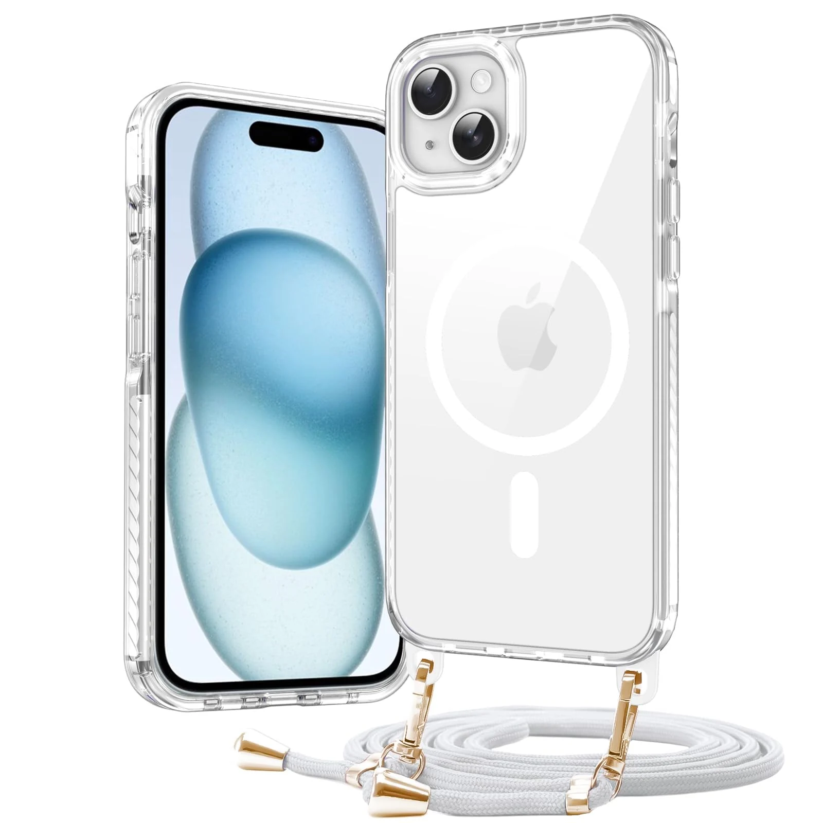 DL3 Mobilak Rugged Protective Case for iPhone 13 / iPhone 14, Compatible with MagSafe accessories, Supports wireless charging, Shock-absorbing protection - White