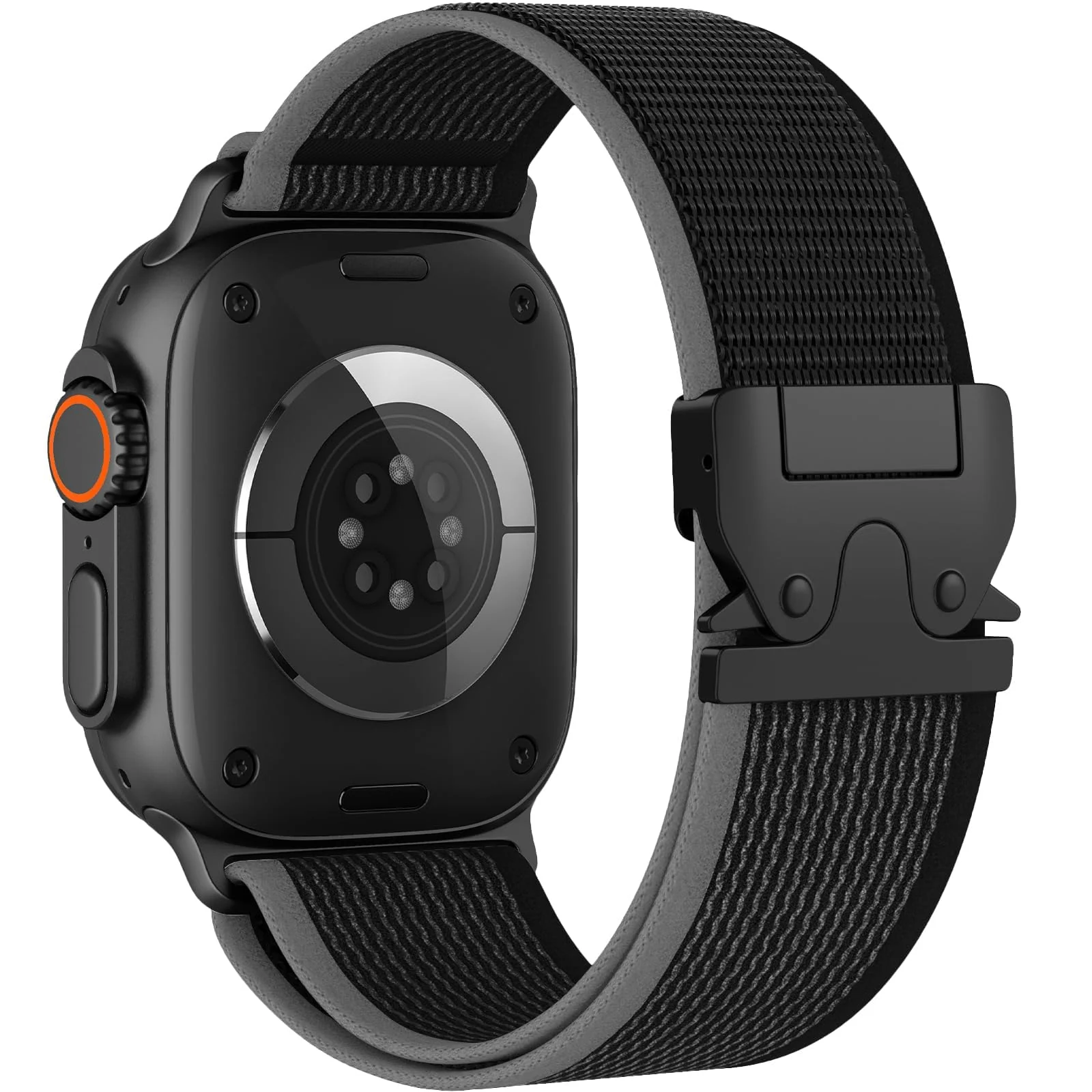 DL3 Mobilak Stretchy Nylon Strap for Apple Watch Ultra 3 2 1 Strap 49mm 46mm 45mm 44mm 42mm iWatch Straps for Men Women, Parachute Clasp Elastic Sport Band for Apple Watch Series 11 10 9 8 7 6 5 4 3 SE/2 - Black | Gray