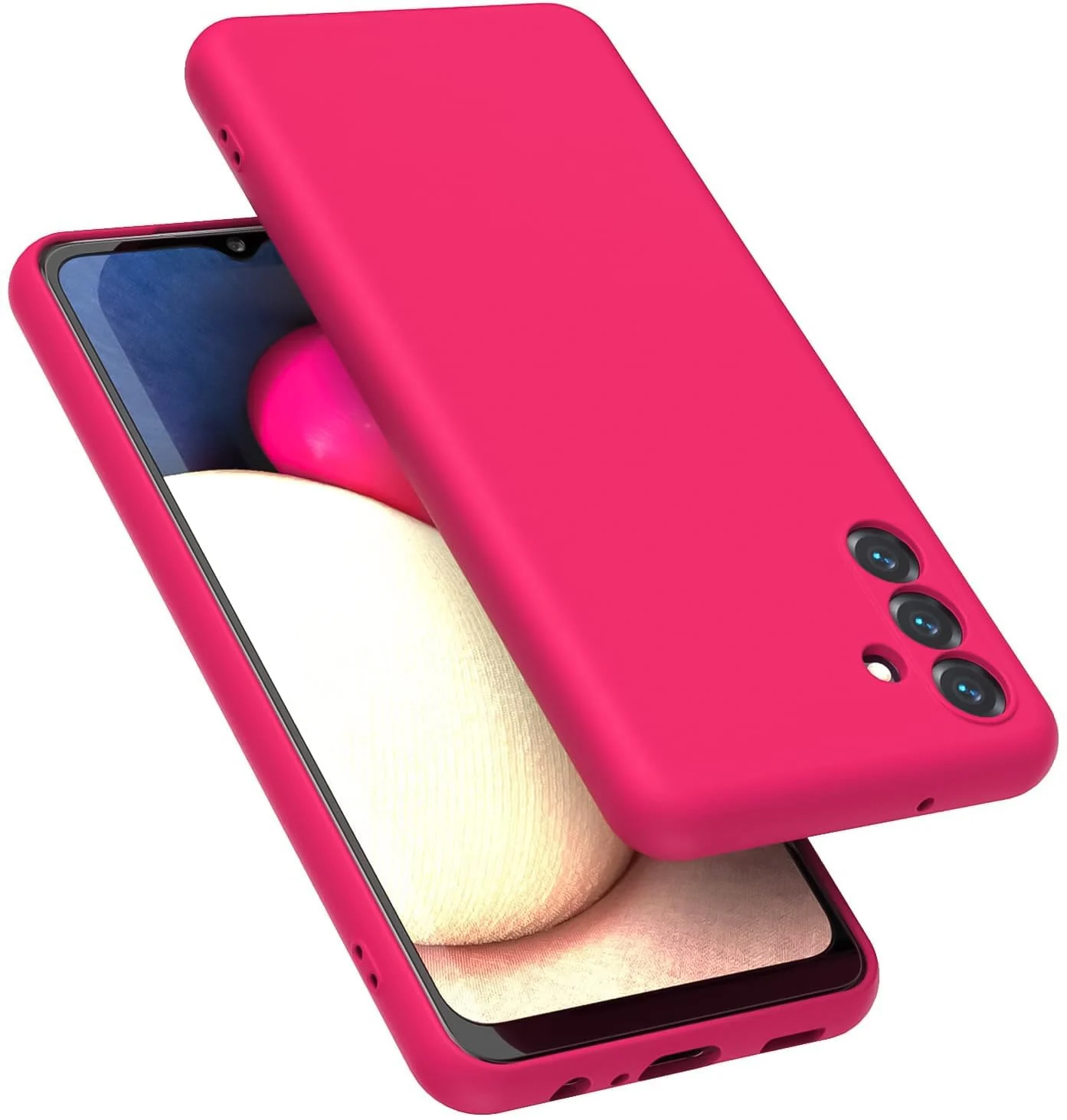 DL3 Mobilak Silicone Protective Case for Samsung Galaxy A04s / A13 4G / A13 5G, Shock-absorbing protection, Scratch-resistant surface, Soft microfiber lining - Hot Pink