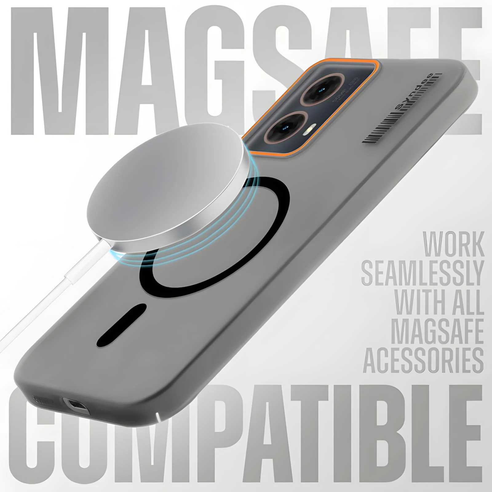 DL3 Mobilak Clear MagSafe-Compatible Magnetic Case for Motorola Moto G85 5G with Camera Protection and Ring Holder - Black