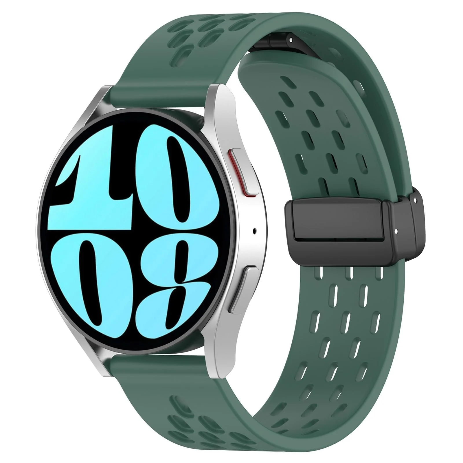 DL3 Mobilak Silicone Band Magnetic Clasp 22MM Strap For Samsung galaxy watch3 45mm /galaxy 46mm/Gear S3/Huawei watch GT3 46MM/GT2E/GT2 Pro/GT GT2 46MM/Magic Watch2 46mm/Amazfit GTR 3/4 (Pine) - Pine Green