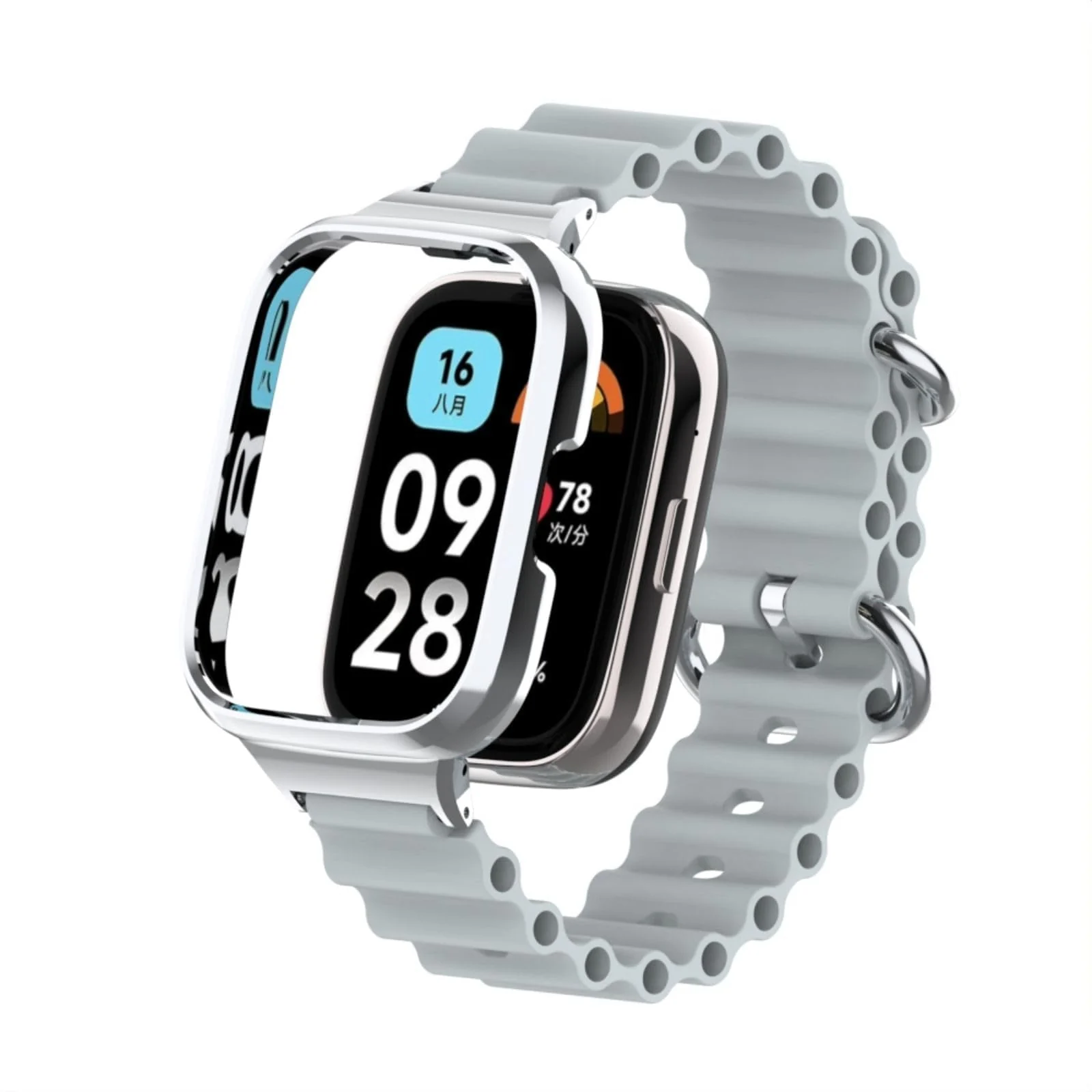 DL3 Mobilak Ocean Strap Compatible with Xiaomi Mi Watch Lite/Redmi Watch, Adjustable Silicone Strap with Metal Buckle, Band With Frame Metal Women Men Replacement Strap