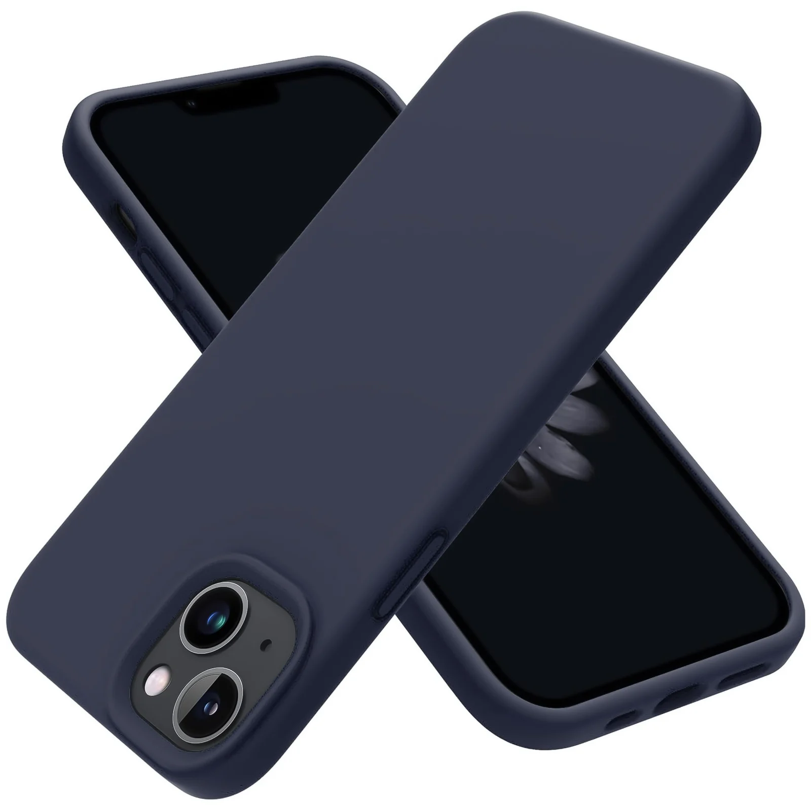"DL3 Mobilak Compatible with iPhone 15 Plus/iPhone 14 Plus Case 6.7"", Slim Liquid Silicone 3 Layers Soft Gel Rubber Cover Protective Phone Case with Anti-Scratch Microfiber Lining - Dark Blue"