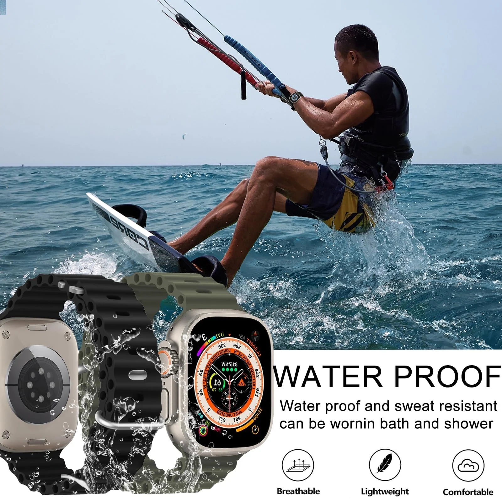 DL3 Mobilak Ocean Band For Apple Watch Band 49mm 45mm 44mm 42mm 41mm 40mm 38mm Men Women, Strap for Apple Watch Ultra2/Ultra iWatch Series SE 9 8 7 SE 6 5 4 3 2 1 (Forest, 42MM/44MM/45MM/49MM) - Forest Green