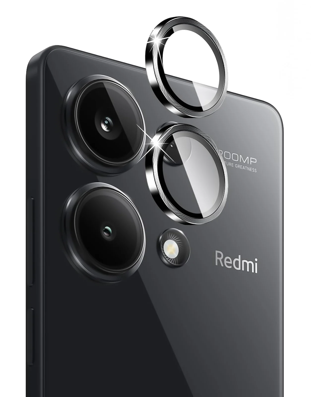 DL3 Mobilak Camera Lens Protector for Xiaomi Redmi Note 13 Pro 4G / Poco M6 Pro 4G Accessories, 9H Tempered Glass Metal Individual Ring Camera Cover Screen Protector, Case Friendly