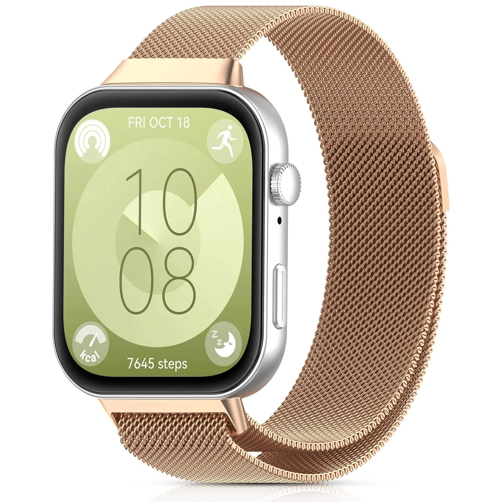 DL3 Mobilak Bracelet Compatible with Huawei Watch Fit 3, Stainless Steel Replacement Straps, Mesh Metal Watch Strap, Magnetic Adjustable Replacement Strap For Huawei Watch Fit3 - Rose Gold