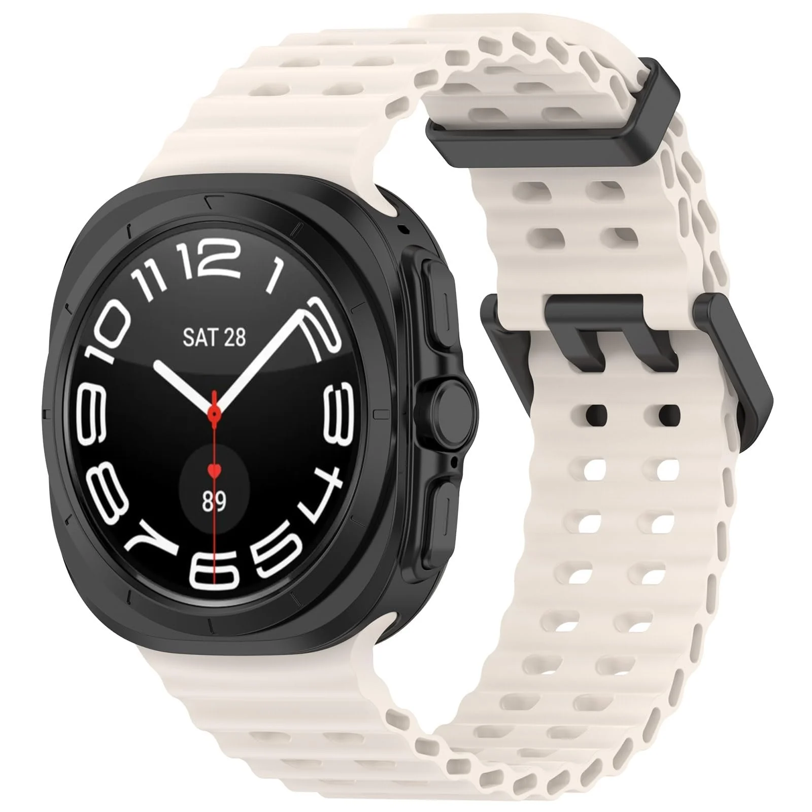 DL3 Mobilak Sport Band Compatible with Samsung Galaxy Watch Ultra Band 47mm Women Men, Breathable Soft Silicone Waterproof Watch Strap Accessories for Samsung Watch 7 Ultra Bands - Starlight