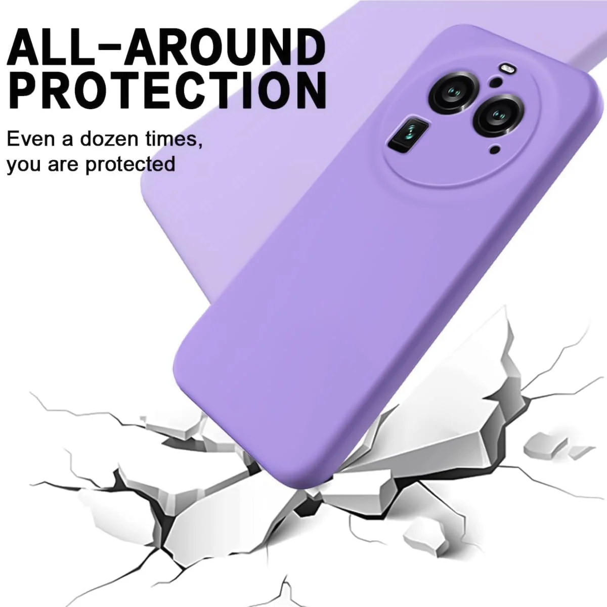 DL3 Mobilak Liquid Silicone Protective Case with Soft Microfiber Lining with Full Camera Protection for OPPO Find X6 Pro - Light Purple