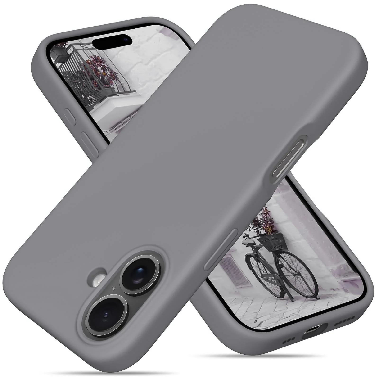 DL3 Mobilak Liquid Silicone Protective Case with Soft Microfiber Lining for iPhone 17 6.3-Inch - Gray