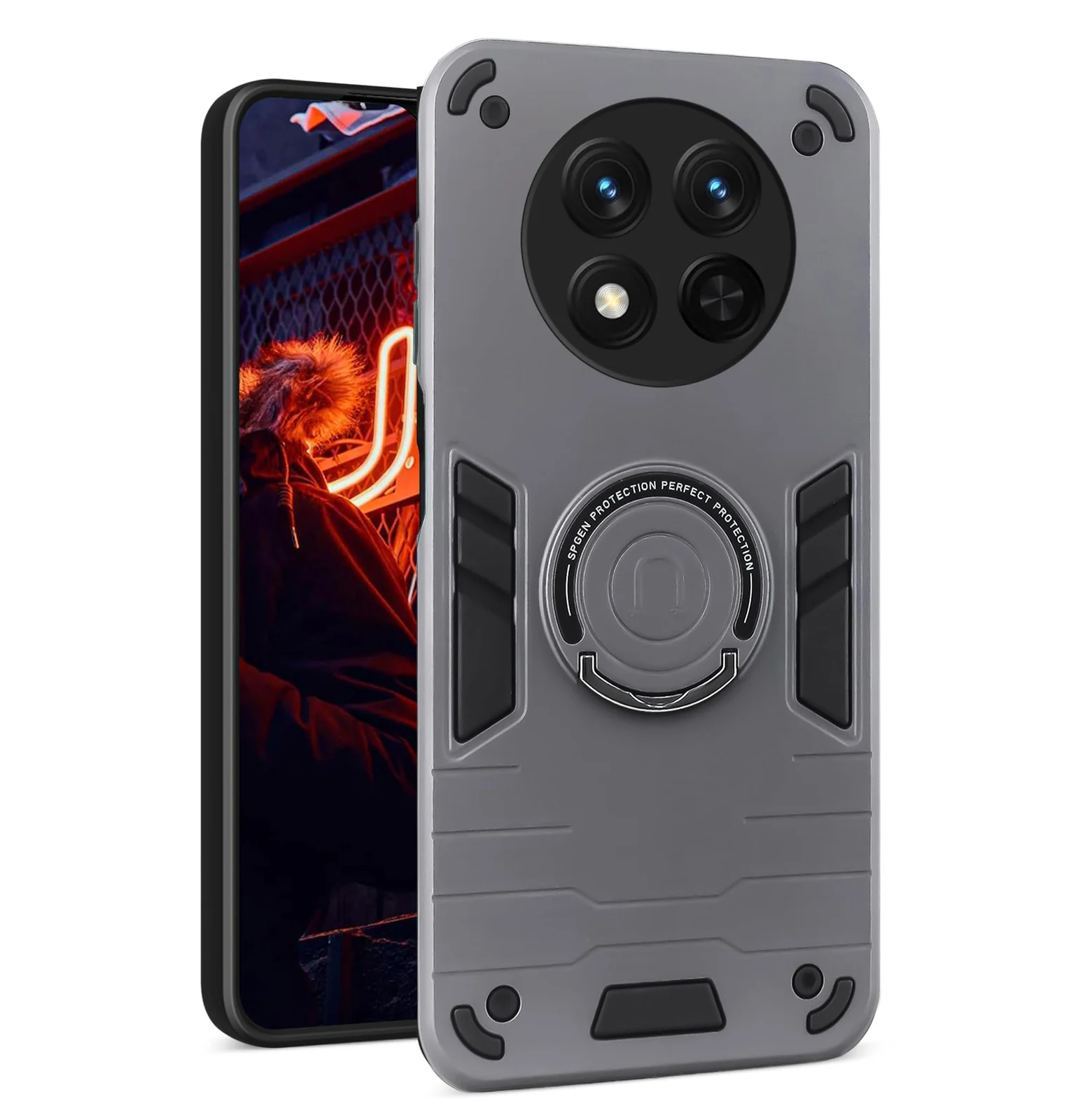 DL3 Mobilak Magnetic Car-Mount Case for Honor X9C with Camera Protection and Built-In Kickstand - Gray