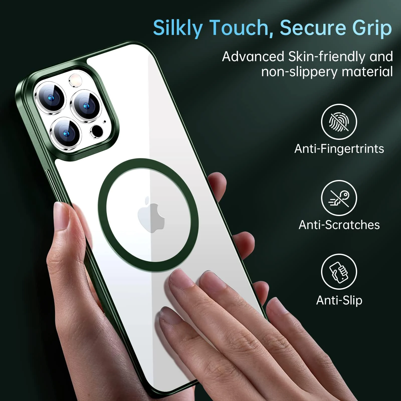 DL3 Mobilak Clear MagSafe-Compatible TPU Case for iPhone 15 Pro Max - Green