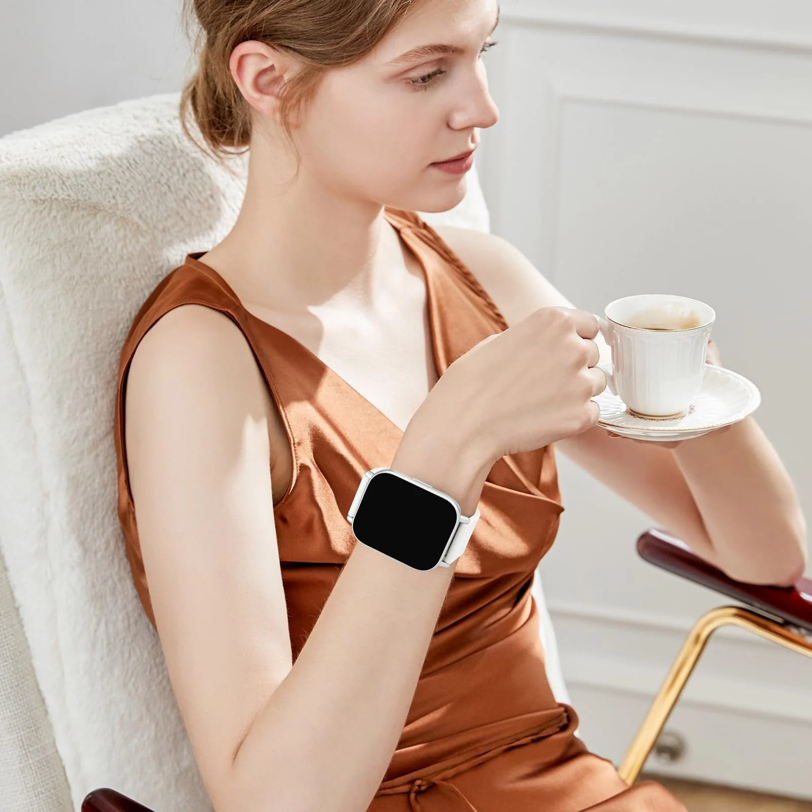 DL3 Mobilak Strap for Xiaomi Redmi Watch 5 Active/Redmi Watch 5 Lite, 22mm Adjustable Quick Release Silicone Replacement Watch Band Straps Wristbands Bracelet for Women Men - White