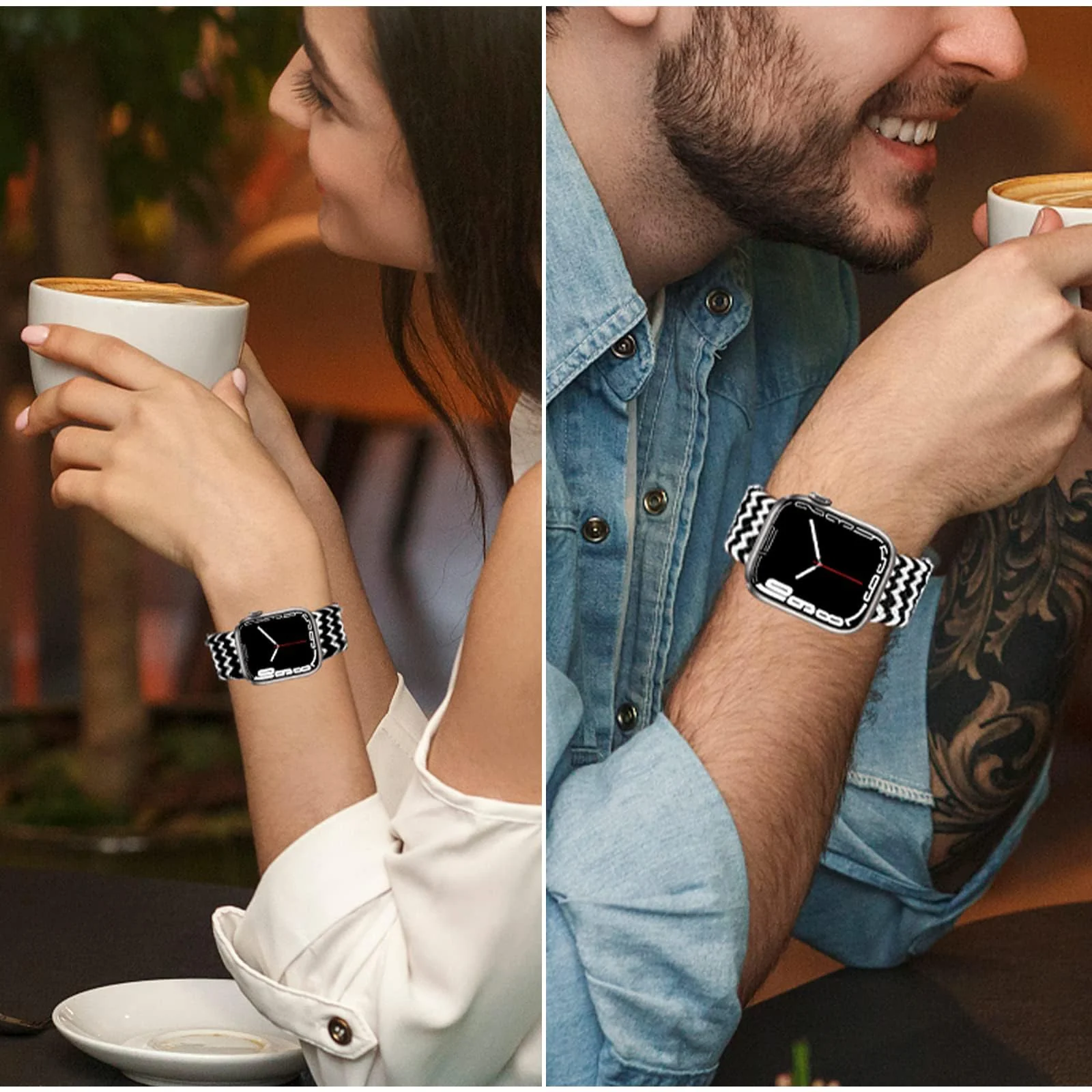 DL3 Mobilak Braided Solo Loop Band For Apple Watch Band 49mm 45mm 44mm 42mm, Replacement Wristband Nylon Strap for iWatch Series SE 9/8/7/6/5/4/3/2/1/Ultra/Ultra 2 (White, Small), unisex-adult - Black