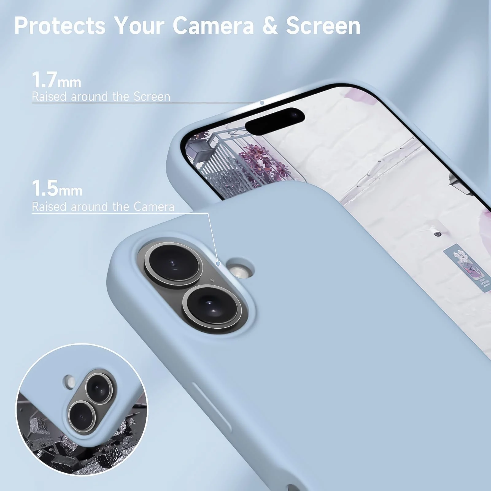 DL3 Mobilak Liquid Silicone Protective Case with Soft Microfiber Lining for iPhone 17 6.3-Inch - Sky Blue
