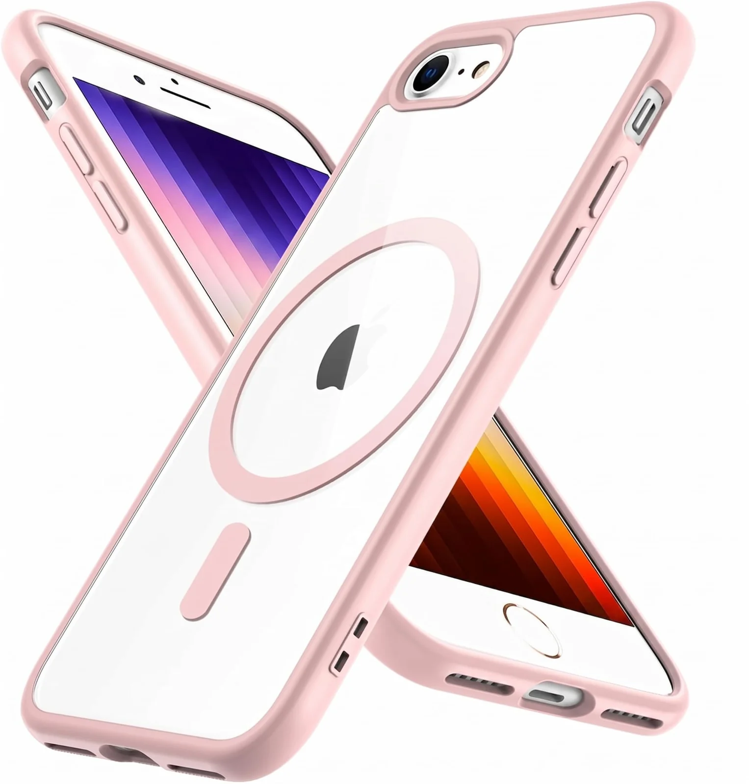 DL3 Mobilak Clear MagSafe-Compatible Magnetic Case for Phone 7 / 8, iPhone SE 2022 / SE 2020 with Camera Protection and Military-Grade Protection - Pink