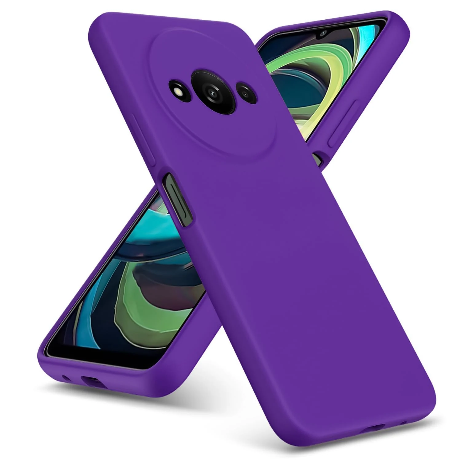 DL3 Mobilak Xiaomi Redmi A3 Case, Soft Flexible Liquid Silicone Gel Rubber Bumper Cover, Full Body Shockproof Protective Phone Case - Purple