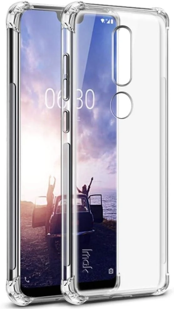 DL3 Mobilak Case Compatible with Nokia 6.1 Plus, Cover Silicone TPU Gorilla Anti-shock Protector Camera Shockproof Corners - Clear