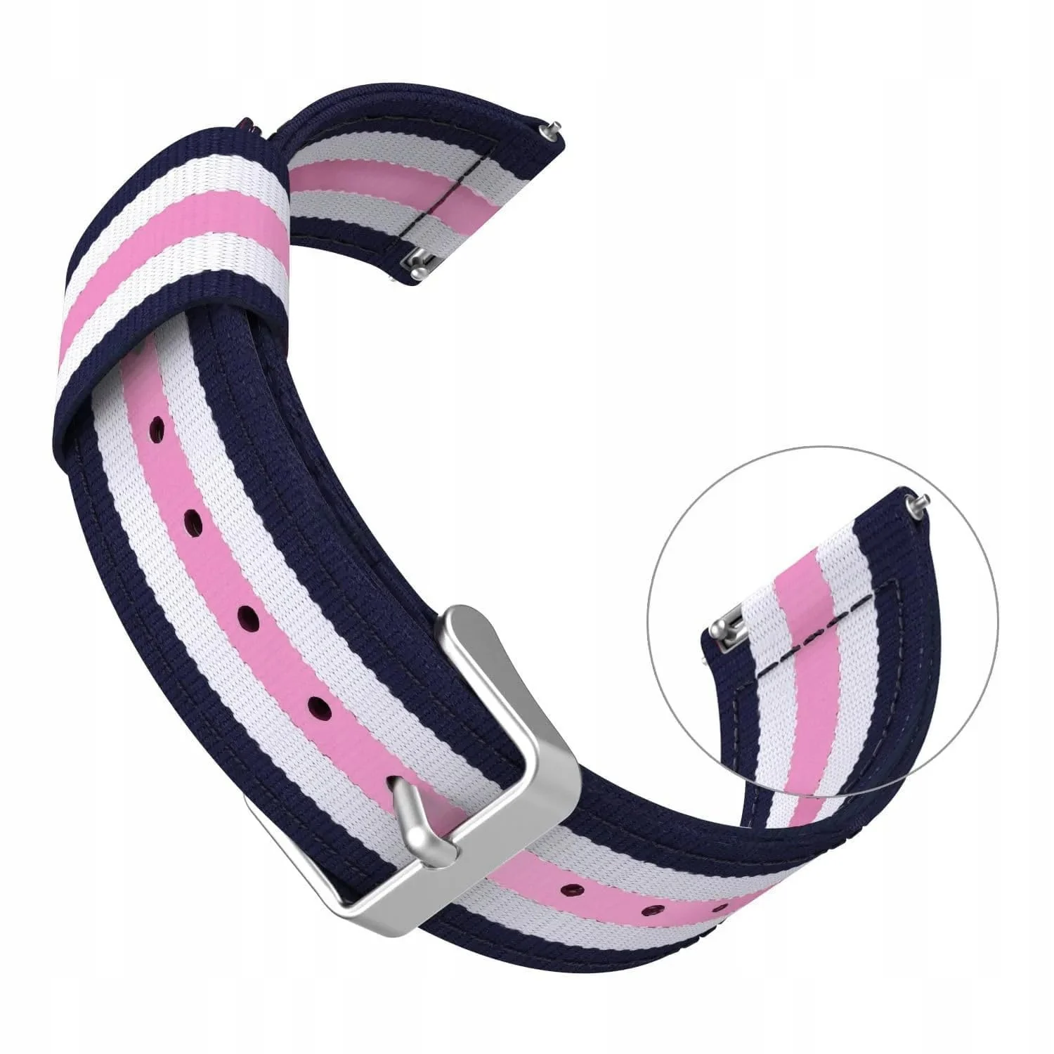 DL3 Mobilak Nylon Canvas Band 22MM Strap For Samsung galaxy watch3 45mm /galaxy 46mm/Gear S3/Huawei watch GT3 46MM/GT2E/GT2 Pro/GT GT2 46MM/ Honor Magic Watch2 46mm/Amaz fit GTR 4/GTR3 - Blue Pink