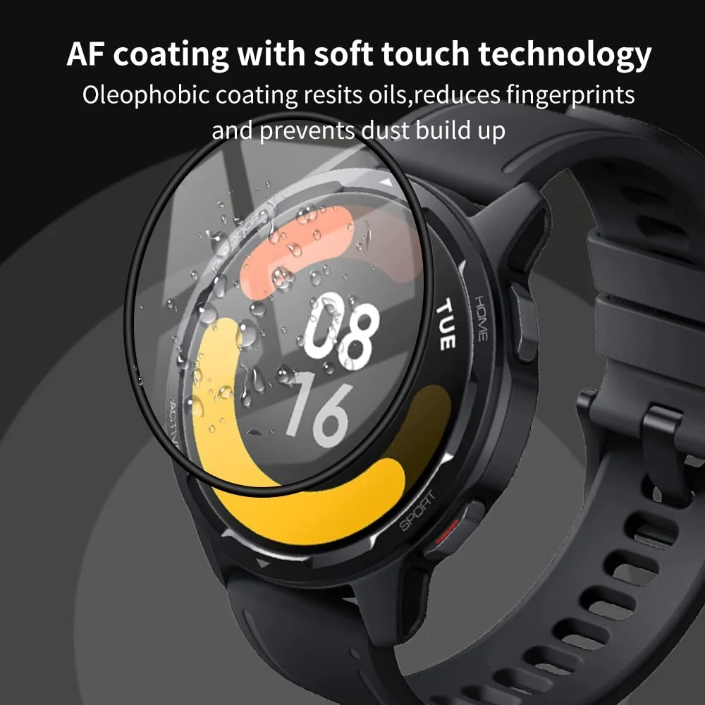 DL3 Mobilak Screen Protector For Xiaomi Watch S1 Active, 3D Curved Soft Edge Protective Film [Anti-Scratch] [Bubble Free] [Ultra Shatterproof] [High Sensitive] (Not Glass) - Black