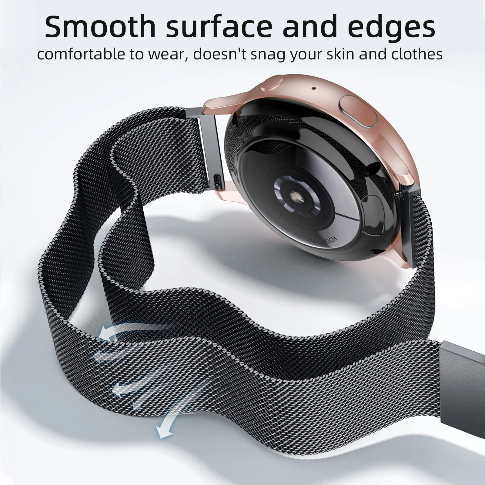 DL3 Mobilak Band stainless steel Magnetic 20MM Strap For Samsung Gear Sport/Watch 7/6/5/4/5 Pro 45mm/S2 classic/active 2 40mm 44mm/Amazfi GTS 2/2e/GTS 3/3 Pro/GTS 4/GTS 2 Mini/3 Mini/4 Mini/Bip 3 Pro - Grey