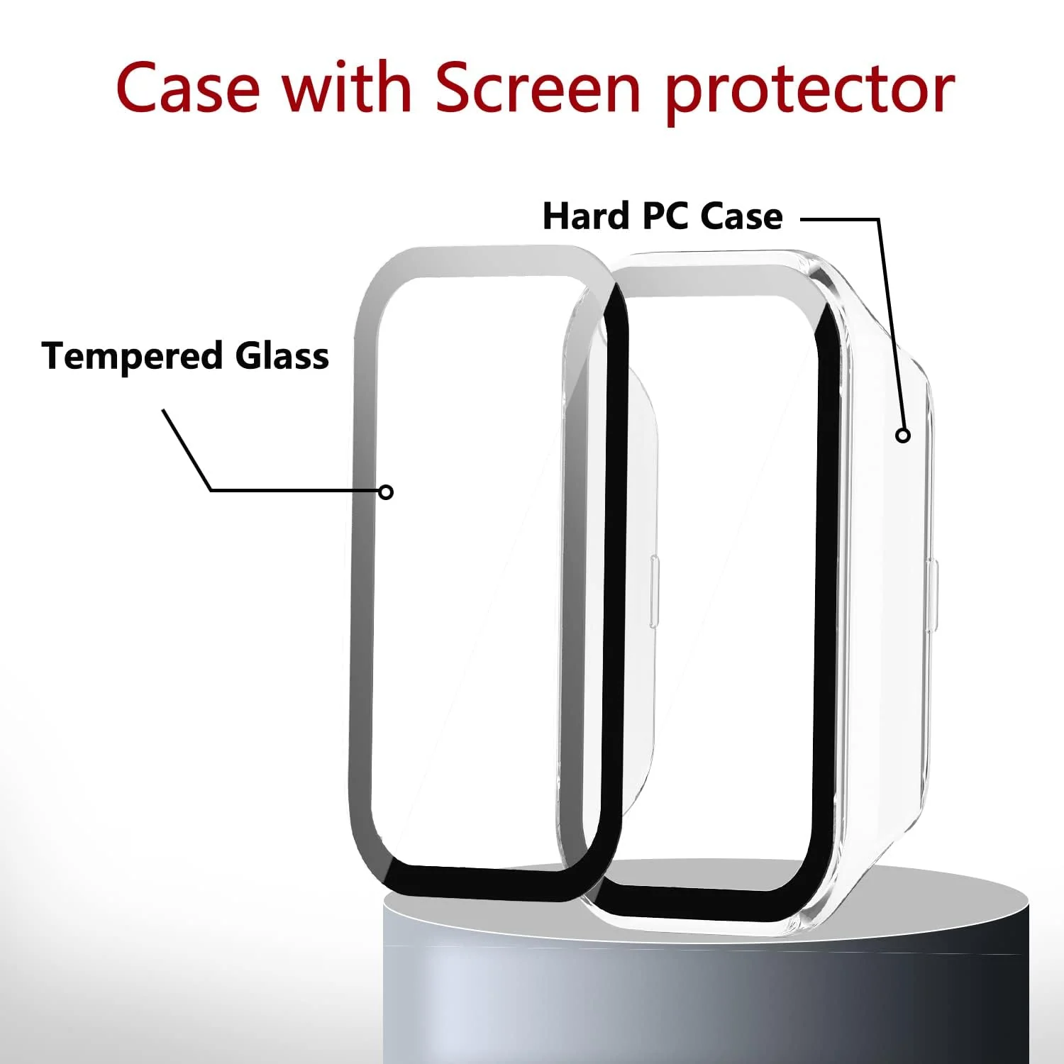 DL3 Mobilak Case Compatible with Xiaomi Redmi Band 2/ Xiaomi Smart Band 8 Active, Full Coverage Slim Hard PC Case Protective Bumper Built-in Tempered Glass Screen Protector Shell - Clear