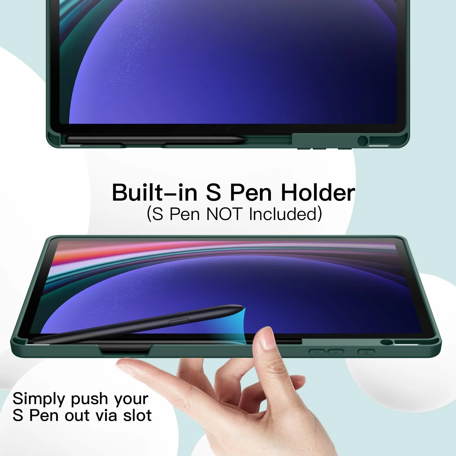 DL3 Mobilak Case for Samsung Galaxy Tab S9+ Plus/Galaxy Tab S9 FE+ Plus 12.4 Inch 2023 with S Pen Holder, Soft TPU Tri-Fold Stand Protective Tablet Cover, Auto Wake/Sleep - Green