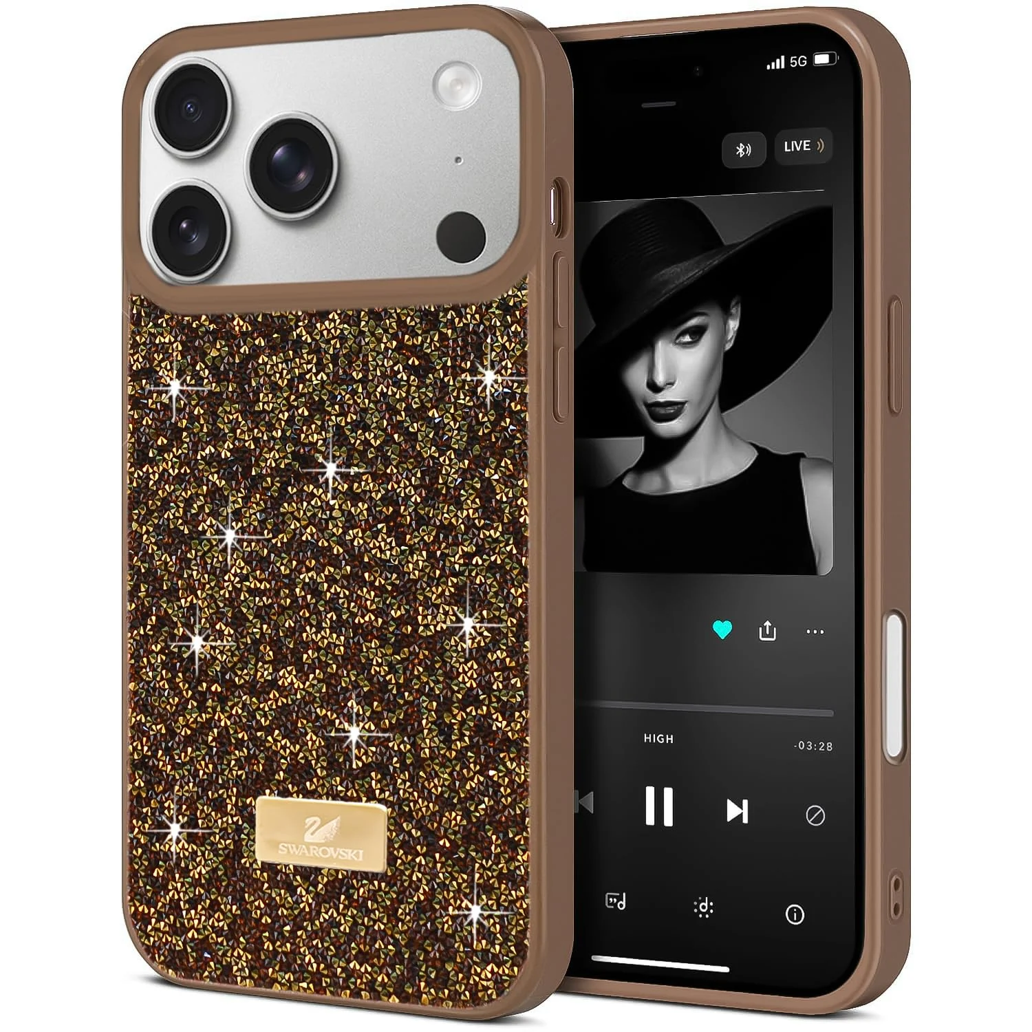 DL3 Mobilak Glitter Protective Case for iPhone 17 Pro Max 6.9-Inch, Supports wireless charging, Shock-absorbing protection, Scratch-resistant surface