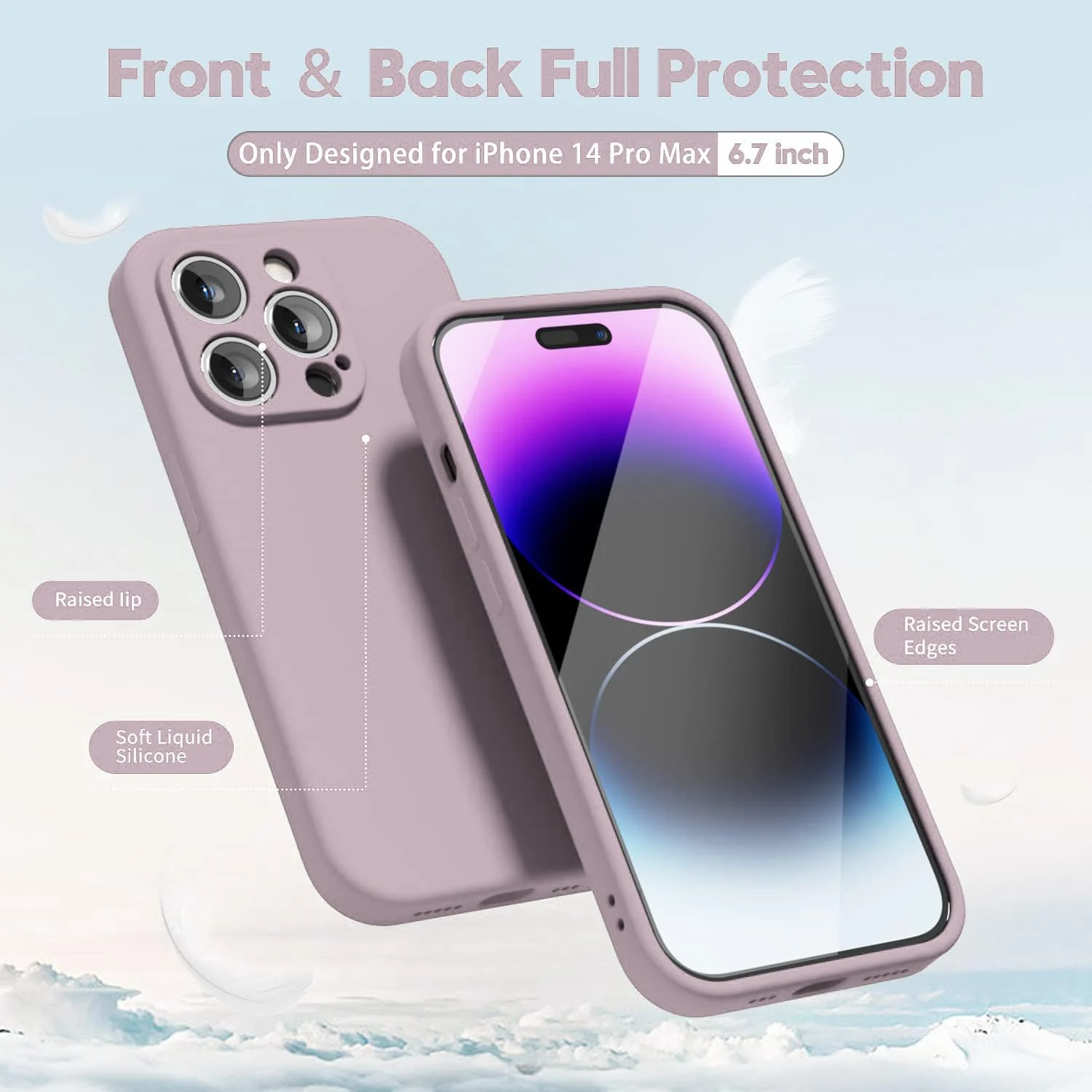 DL3 Mobilak Liquid Silicone Protective Case for iPhone 13 Pro Max (6.7 Inch) with Microfiber Lining and Built-In Kickstand - Pink Sand