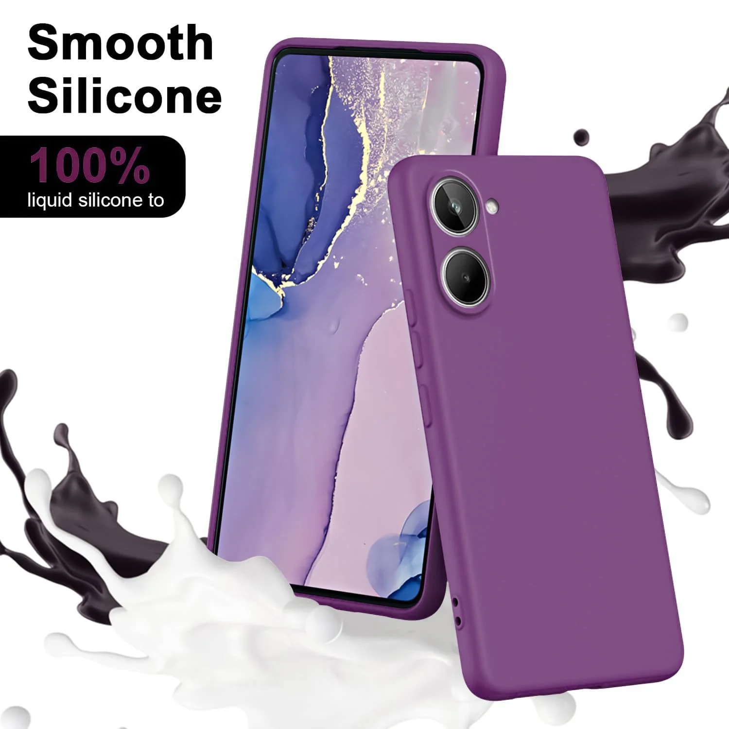 DL3 Mobilak Liquid Silicone Protective Case for realme 10 4G with Microfiber Lining and Shockproof Design - Violet