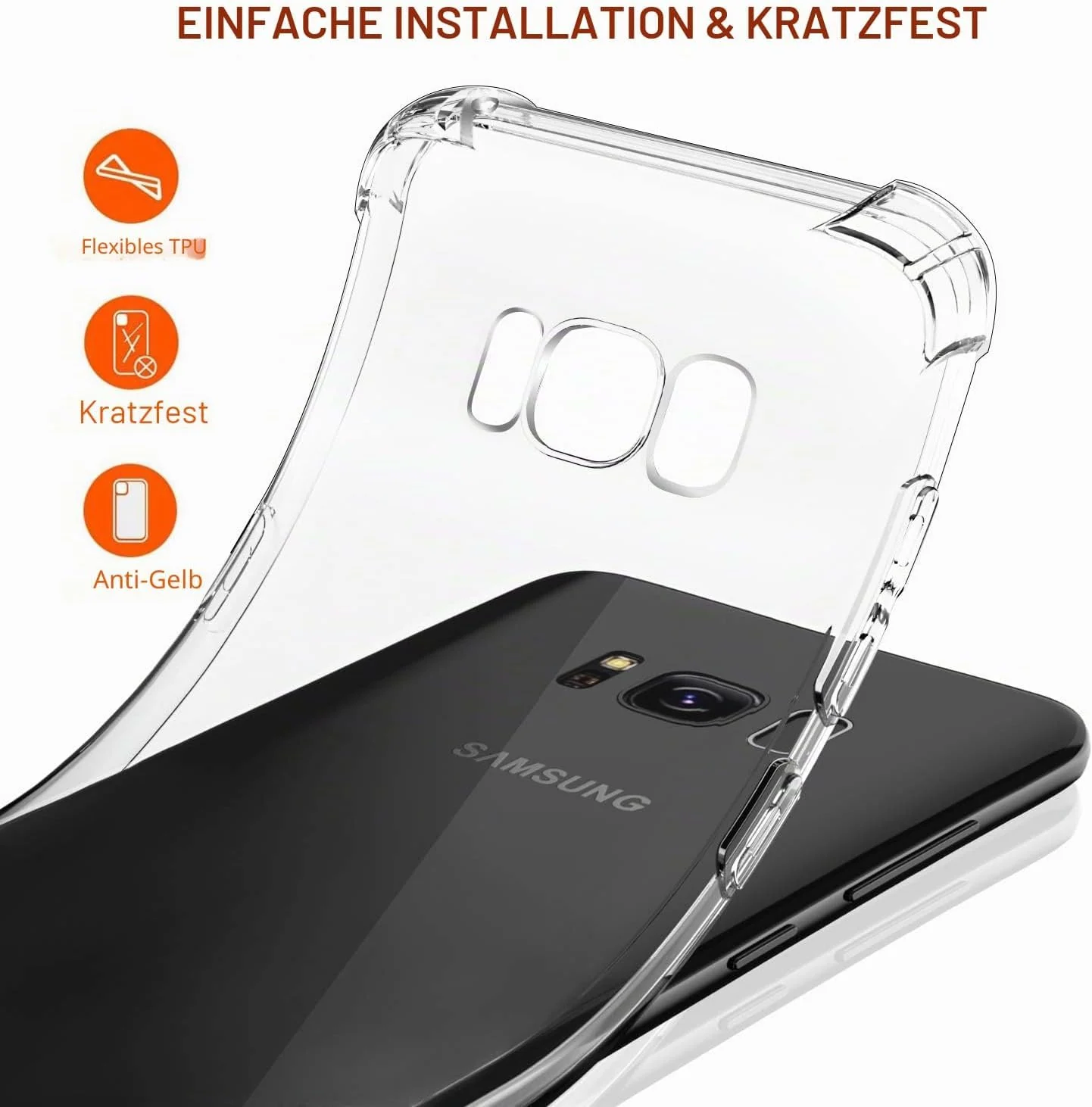 DL3 MOBILAK Clear Soft TPU Phone Case for Samsung Galaxy S8 - Clear