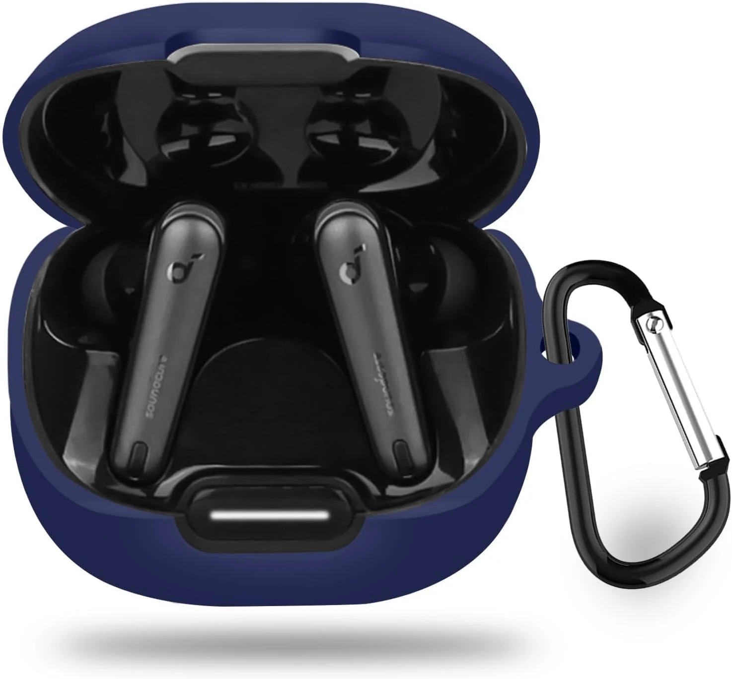 DL3 Mobilak Silicone Case Compatible with Soundcore Liberty 4 NC Earbuds, Soft Silicone Protective Case Cover, Shockproof Sleeve with Carabiner - Blue