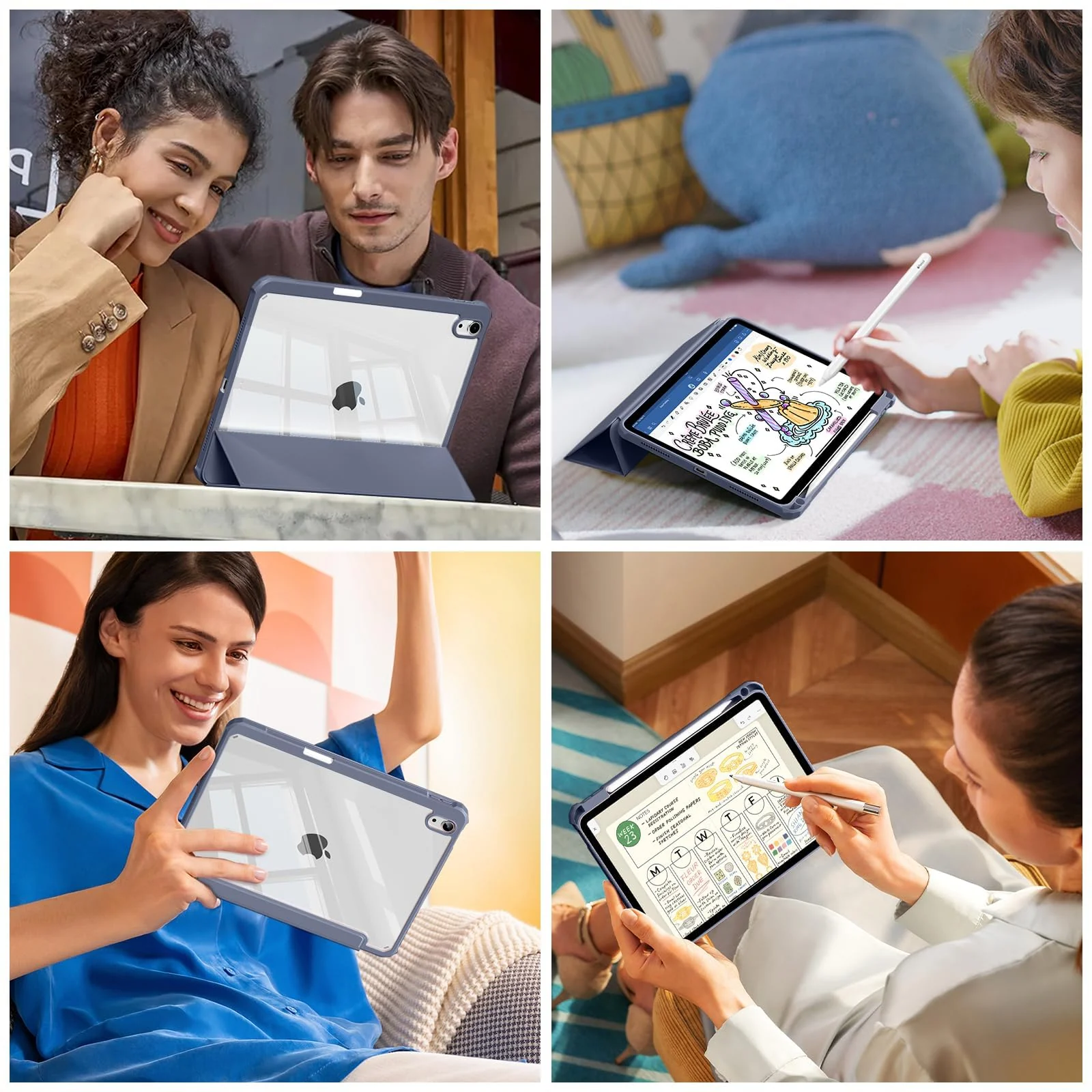DL3 Mobilak Case Compatible with iPad (A16) 11th Generation 11 Inch (2025), iPad 10th Generation 10.9 Inch (2022), Clear Shockproof Back Cover Built-in Pencil Holder, Auto Sleep/Wake - Lavnder Purple