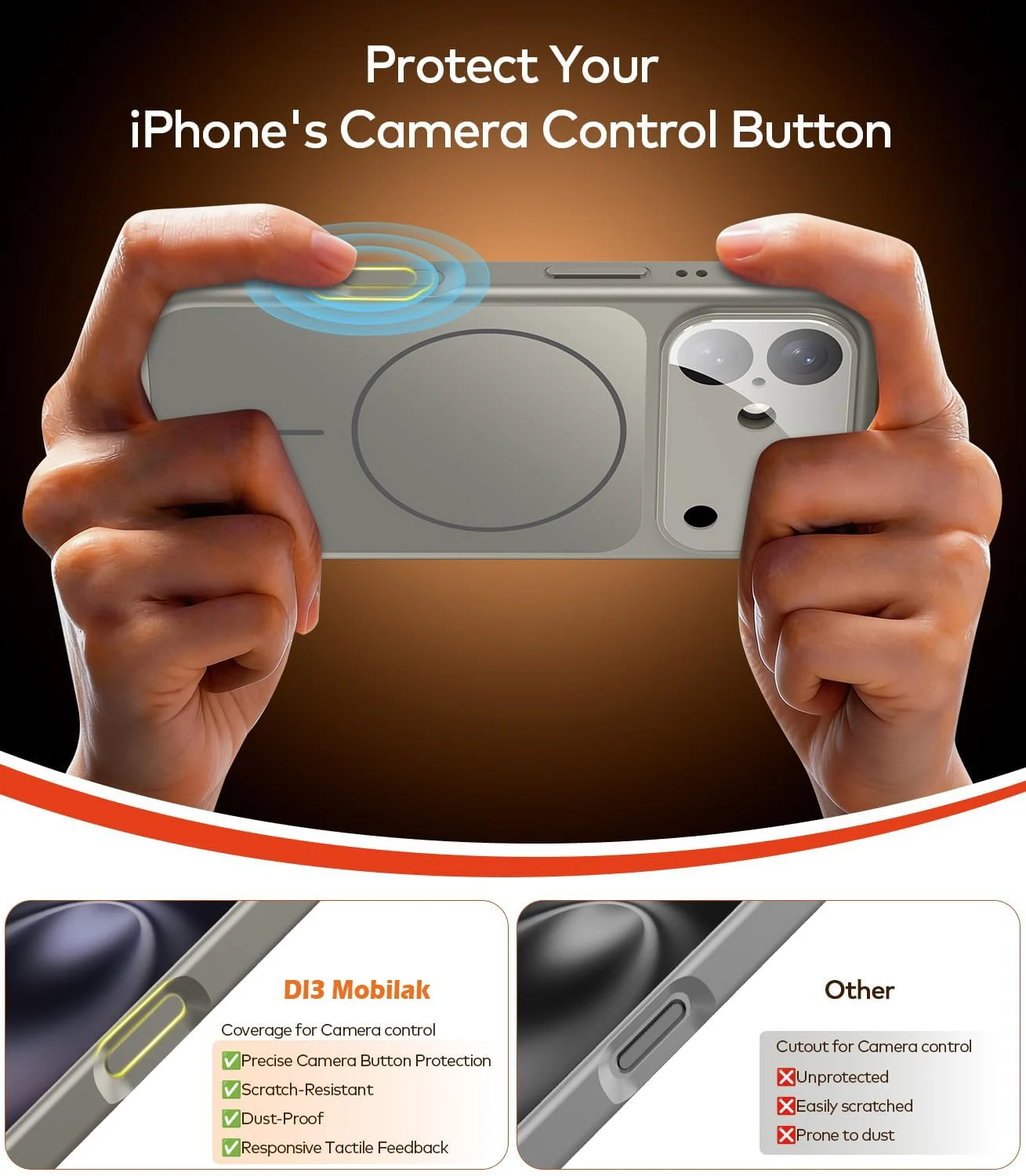 DL3 Mobilak MagSafe-Compatible Magnetic Case for iPhone 17 with Camera Protection and Shockproof Design - Steel Grey