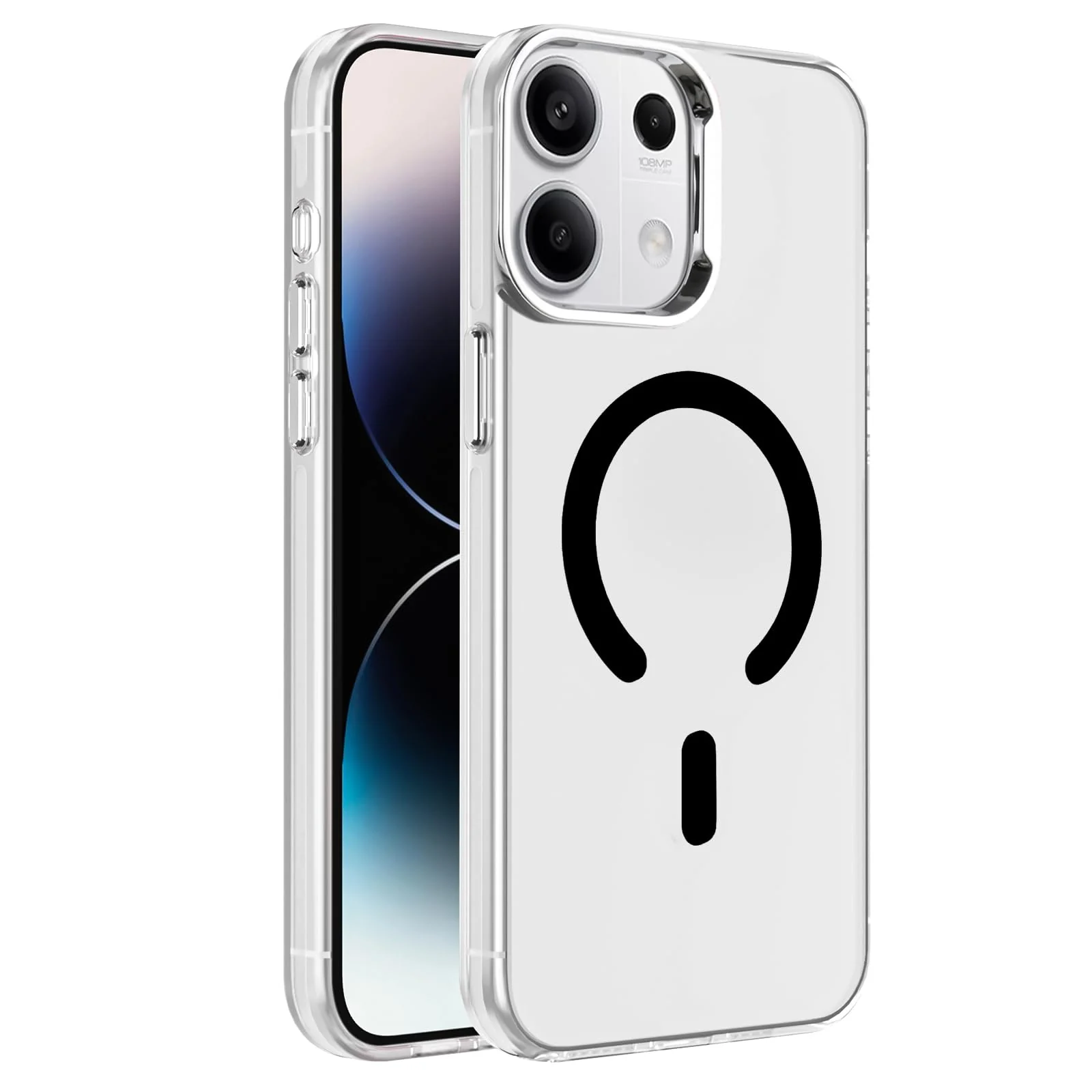 DL3 Mobilak Case for Xiaomi Redmi Note 13 4G Crystal Clear [Not Compatible with MagSafe] Soft TPU Gel Case Flexible Silicone Anti-Scratch Transparent TPU Cover - Black