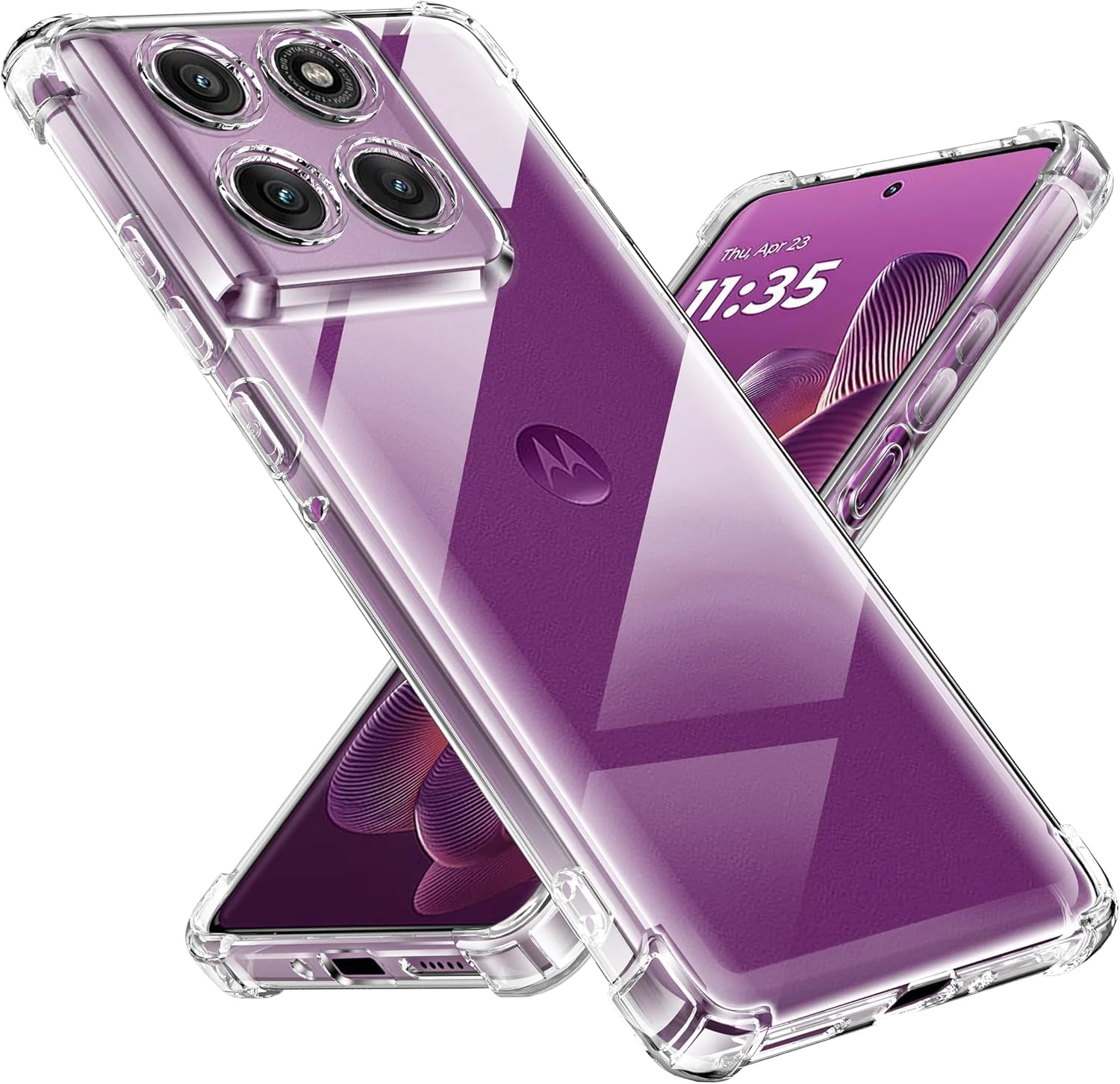 DL3 Mobilak Case Compatible with Motorola Edge 60 Pro, Cover Silicone TPU Gorilla Anti-shock Protector Camera Shockproof Corners - Clear
