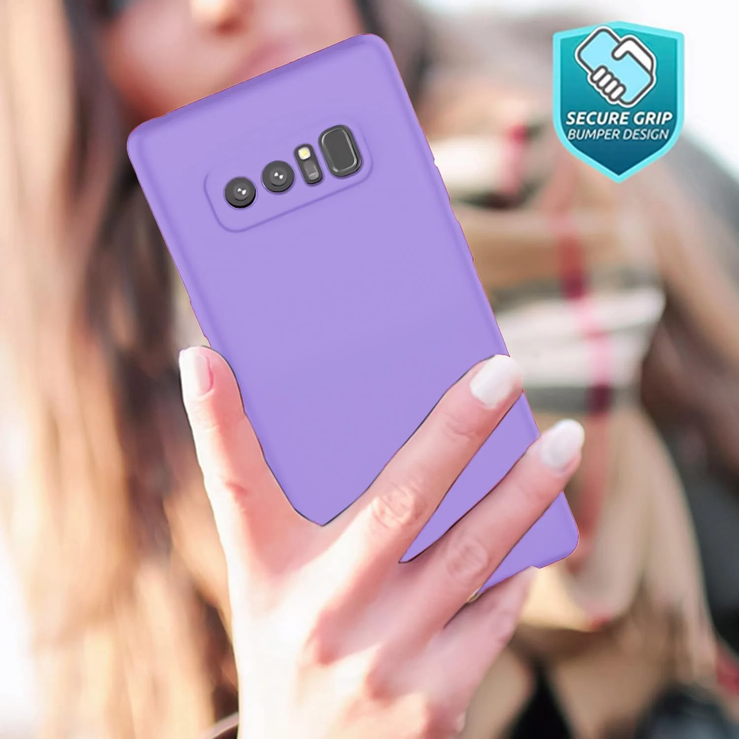 DL3 Mobilak Liquid Silicone Protective Case with Soft Microfiber Lining with Full Camera Protection for Samsung Galaxy Note 8 - Light Orange