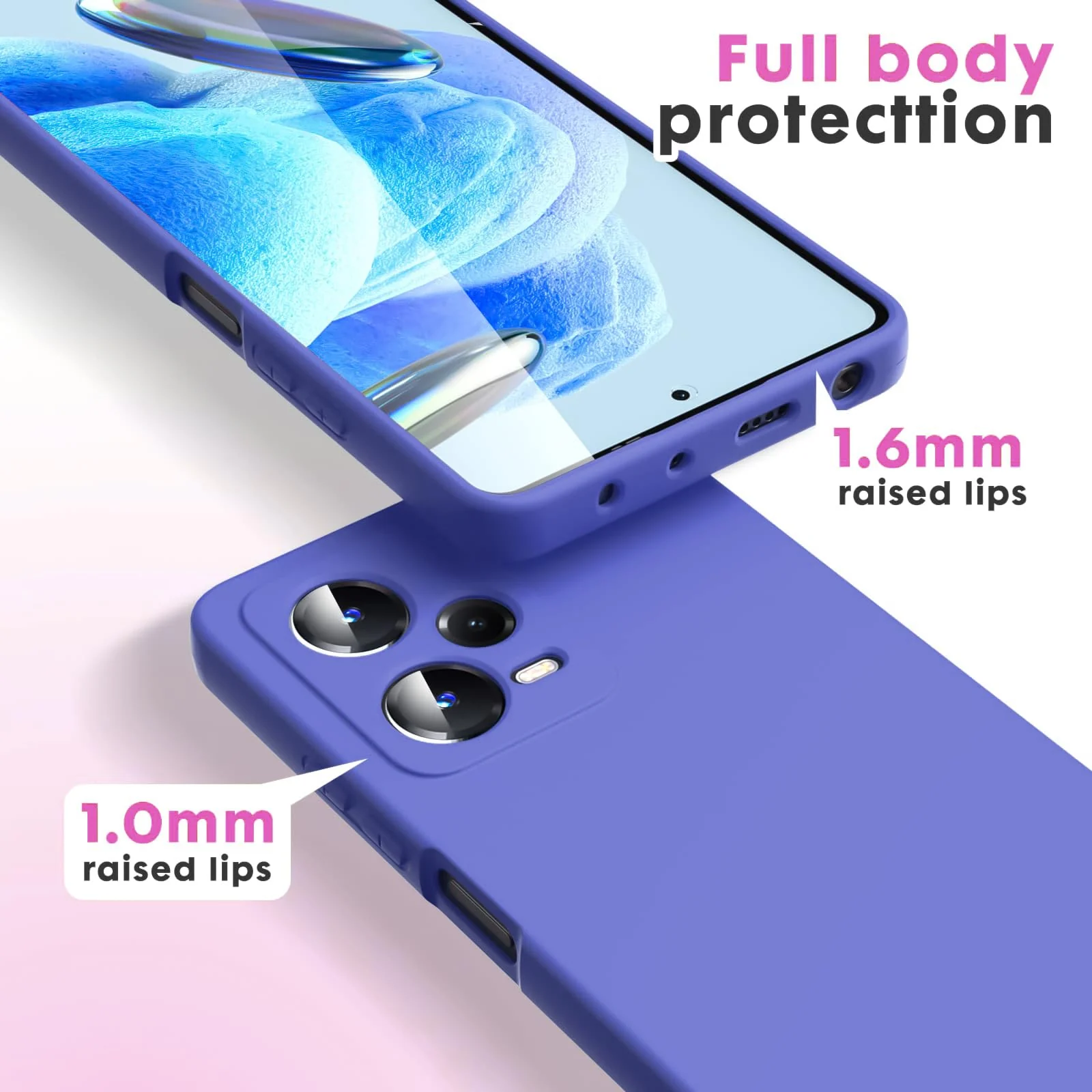 DL3 Mobilak Liquid Silicone Protective Case with Soft Microfiber Lining with Full Camera Protection for Xiaomi Redmi Note 12 Pro Plus 5G - Light Blue