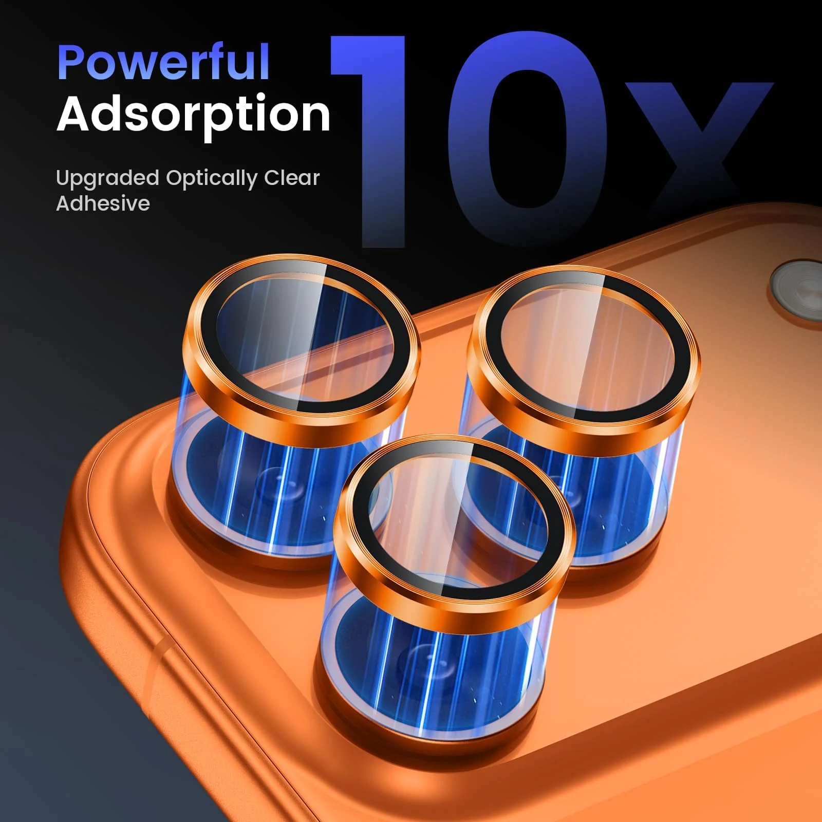 DL3 Mobilak Camera Lens Protector For iPhone 17 Pro/iPhone 17 Pro Max, [Keep Original Shooting] Tempered Glass Screen Protector Metal Individual Camera Cover, Case Friendly - Cosmic Orange