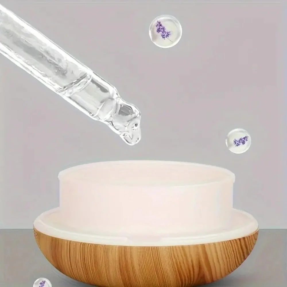 Mobigon Wood Cool Mist Ultrasonic Humidifier for Room Moisture, Aroma Diffuser for Home, 350ml Essential Oil Diffuser with 7 Colorful Night Light, Auto Shut-Off, Home, Office - Light Woody