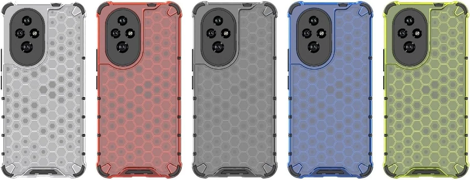 DL3 Mobilak Case For Honor 200 Pro 5G, [Honeycomb Design] Drop Protection, Ultra Thin TPU + PC Transparent Silicone Protective Case, Shockproof Cover - Black