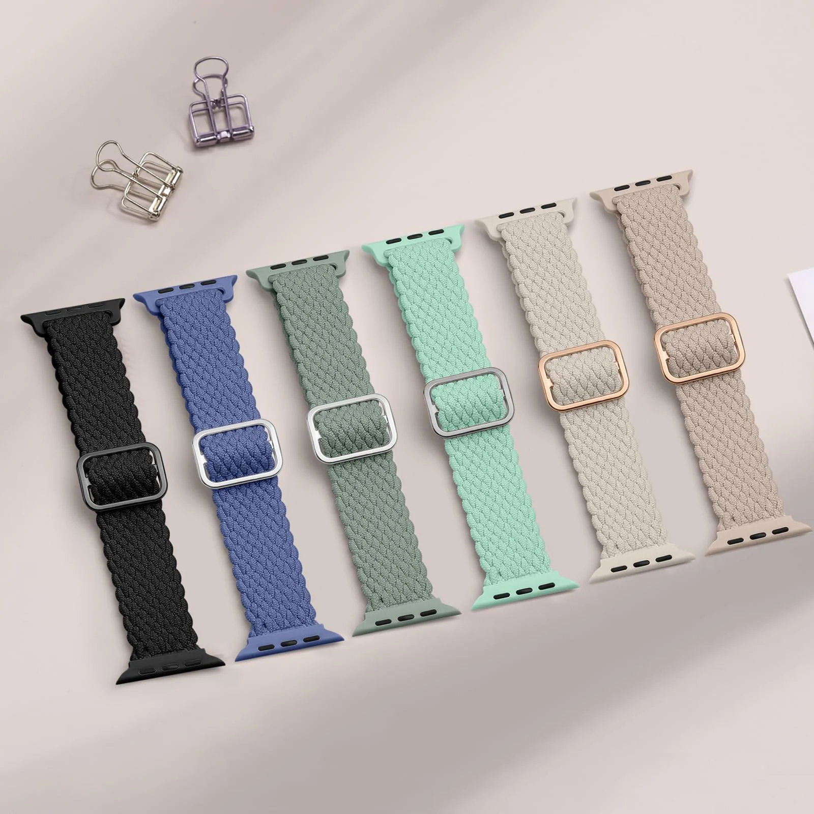 DL3 Mobilak Stretchy Nylon Solo Loop Strap For Apple Watch Band 40mm 41mm 38mm 42mm(Series 11 10) for Women Men, Sport Breathable Braided Wristband for iWatch Series 11 10 9 8 7 6 5 4 SE - Pistachio