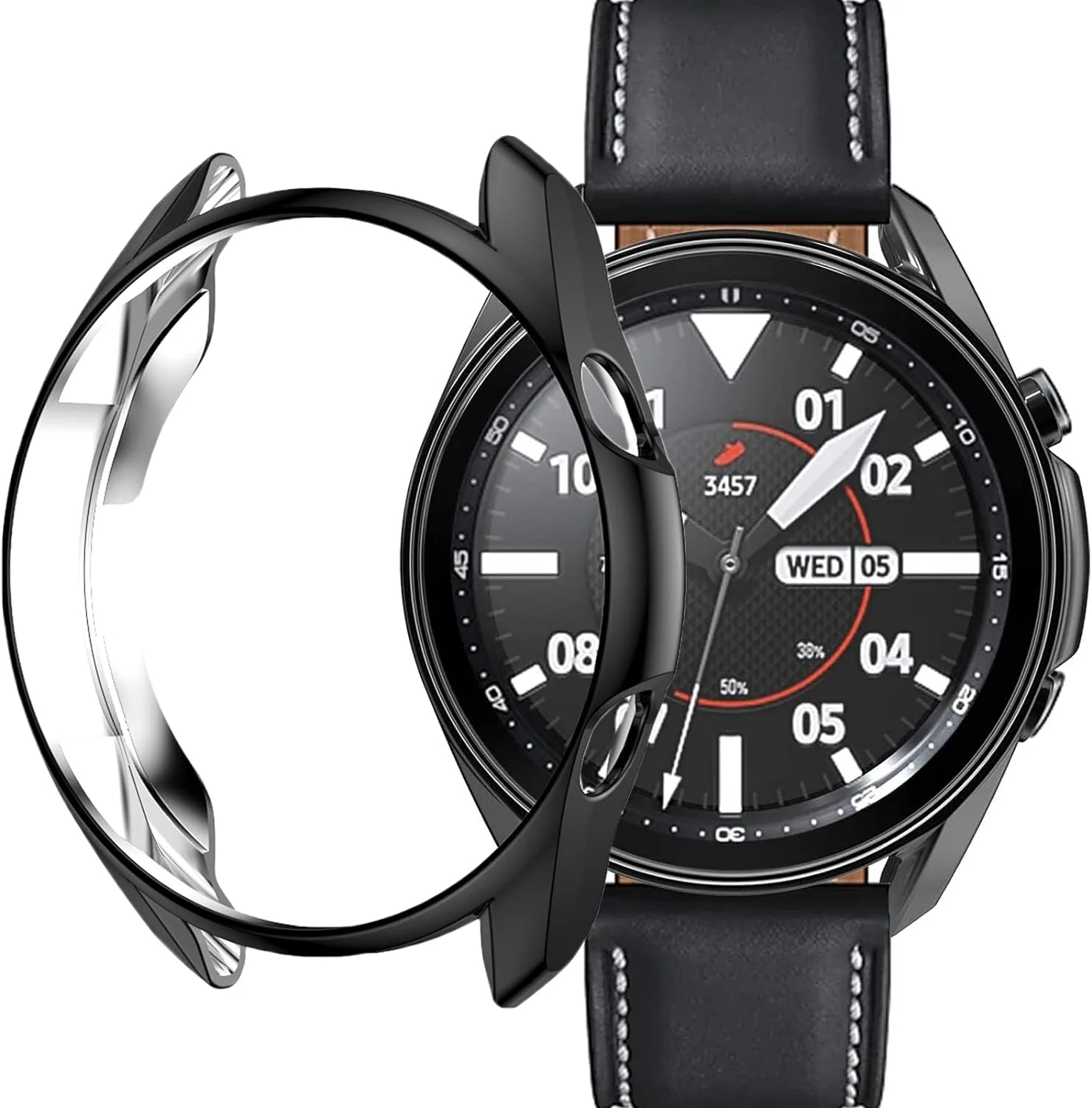 DL3 Mobilak Case Compatible with Samsung Galaxy Watch 3 45mm Case All-Around Screen Protector Watch Soft TPU Shockproof Cover Slim Guard Thin Bumper Shell Protector - Black